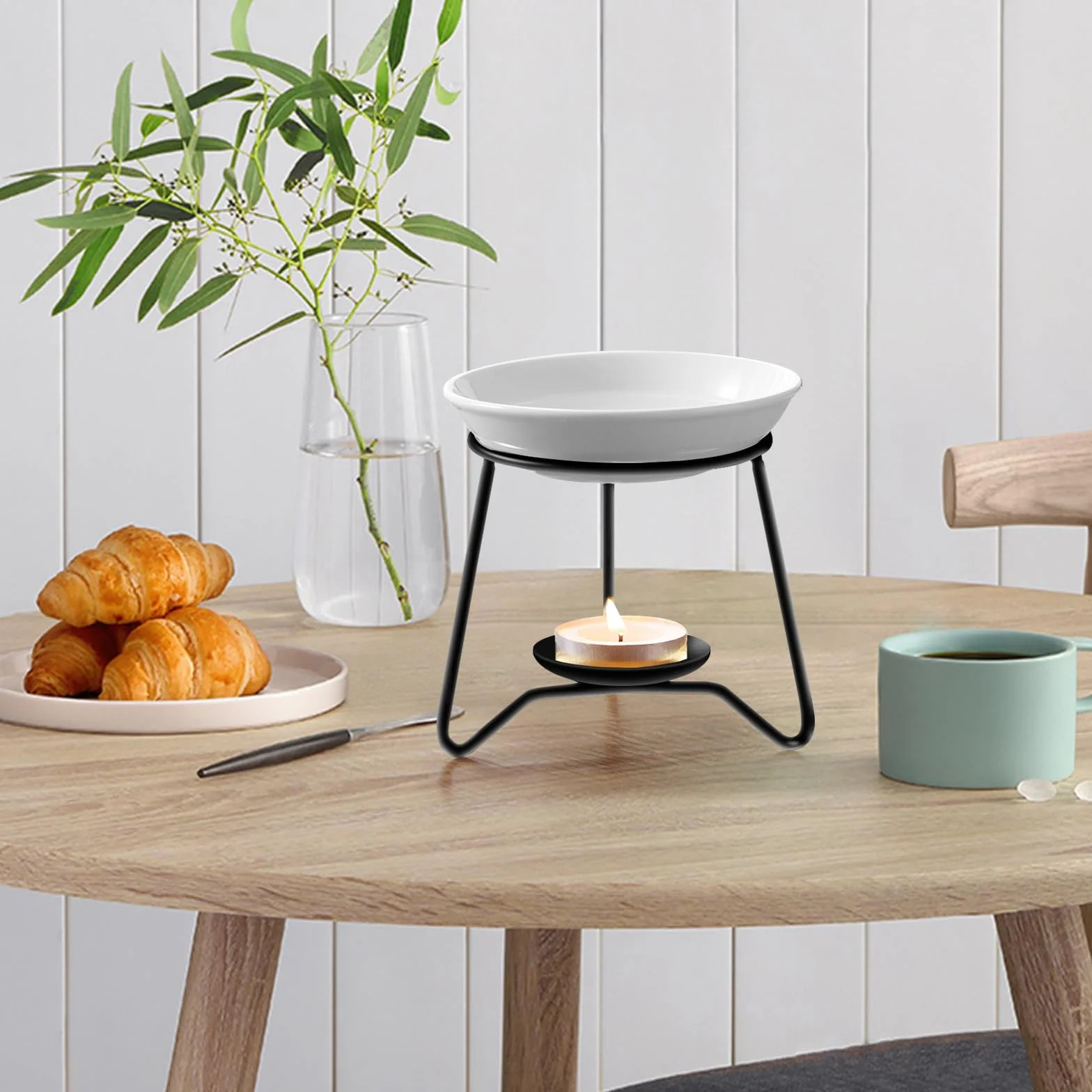 WD&CD Palnik olejków eterycznych do topienia wosku, ceramiczne palniki olejowe różne podgrzewacze wosku uchwyt do aromaterapii świeca dyfuzor zapachowy dekoracja domu, sypialni, czarny
