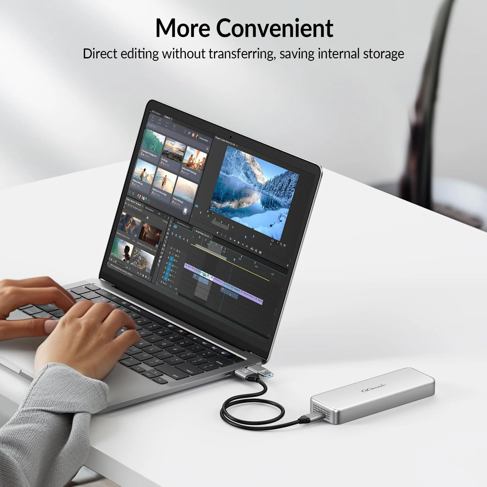 GiGimundo Przenośny dysk SSD 40 Gbps 2 TB, praktyczny zewnętrzny dysk SSD, transmisja danych do 3200 MB/s do Thunderbolt 3/4/USB4