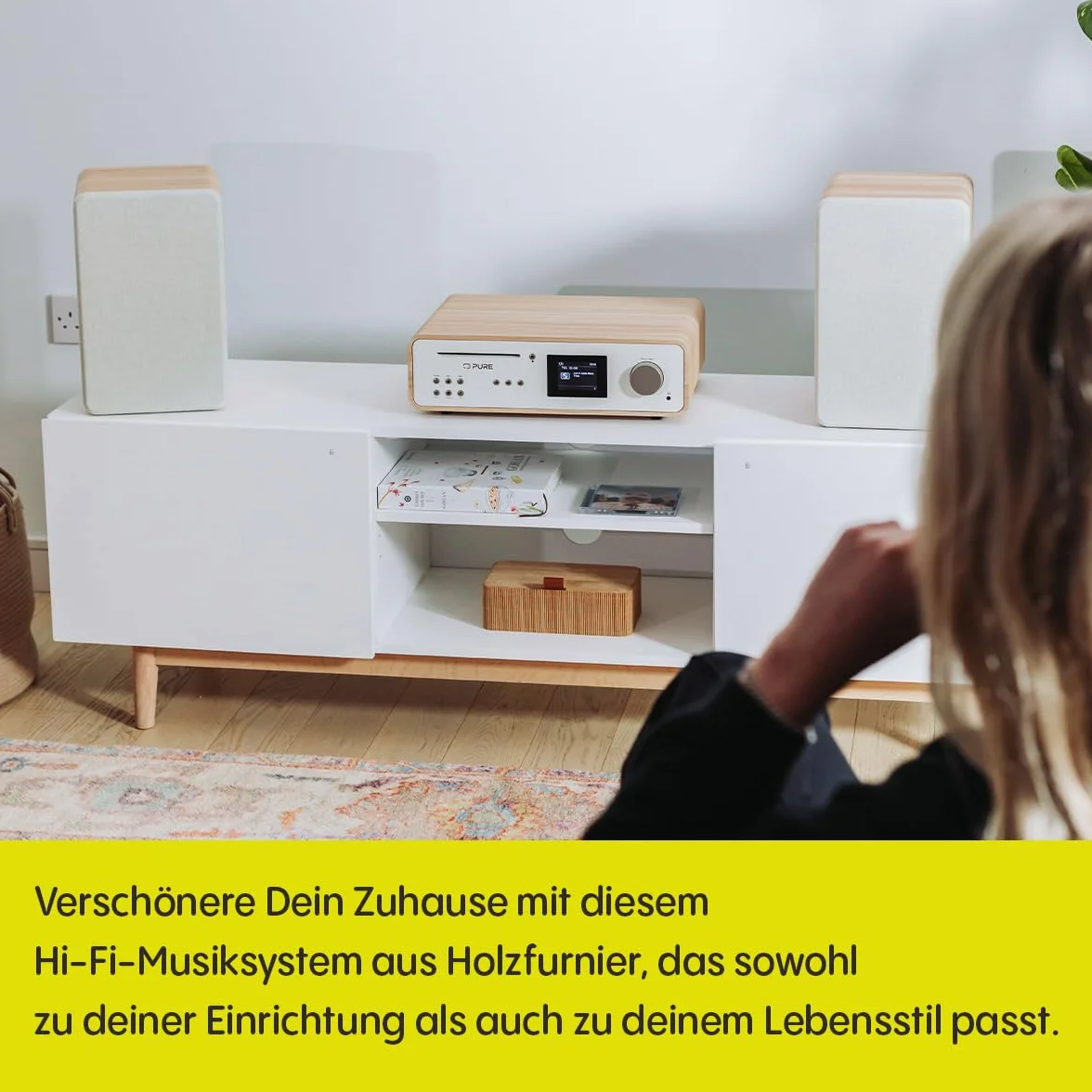 Pure Classic Stereo HiFi Music System 100 W Radio Internetowe DAB+ FM Bluetooth CD USB Spotify Connect Cotton White Oak