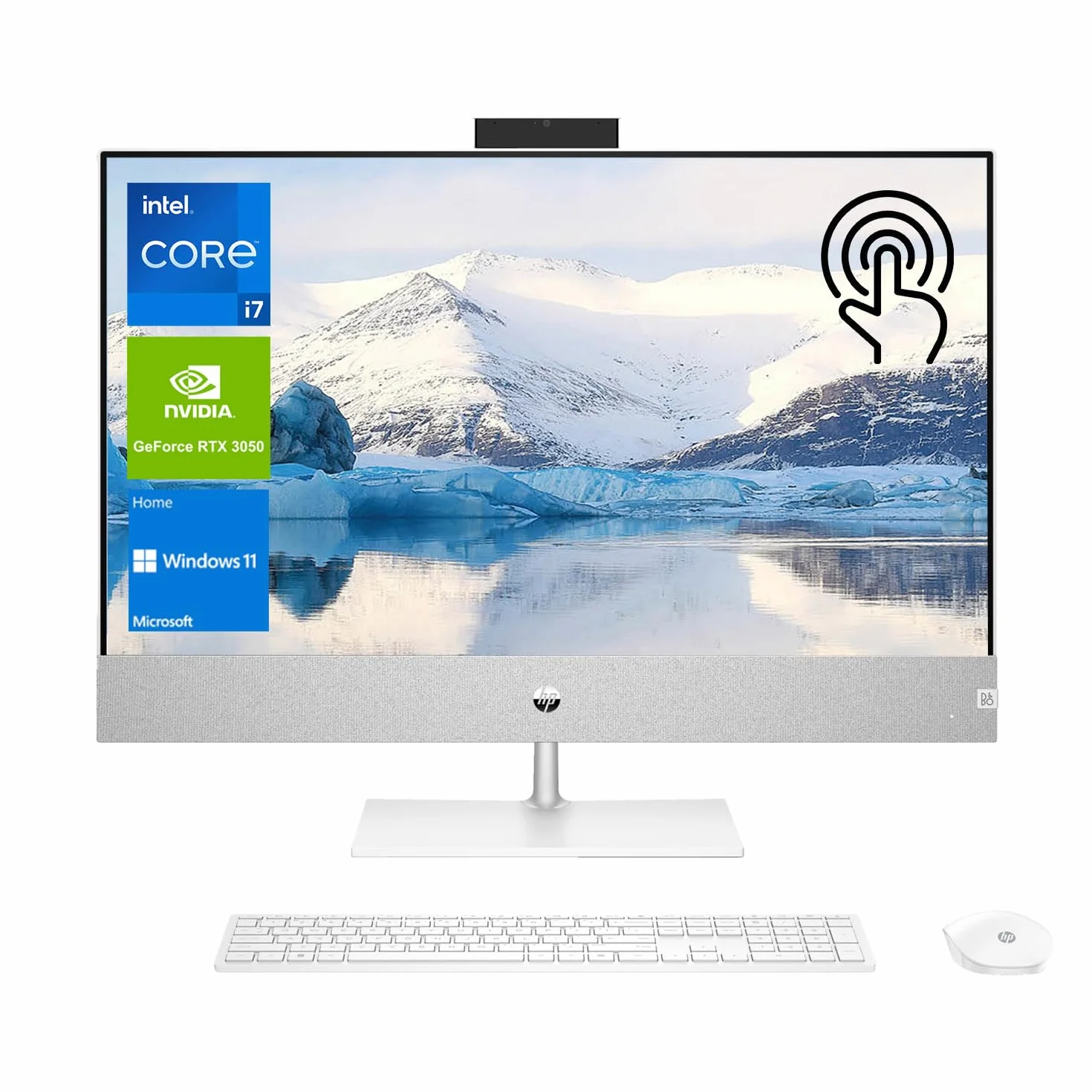 HP Pavilion 27 Komputer typu "wszystko w jednym", ekran dotykowy FHD 27", procesor Intel Core i7-13700T 13. generacji, GeForce RTX 3050, 32 GB RAM, 2 TB SSD, KB i mysz bezprzewodowa, RJ-45, HDMI