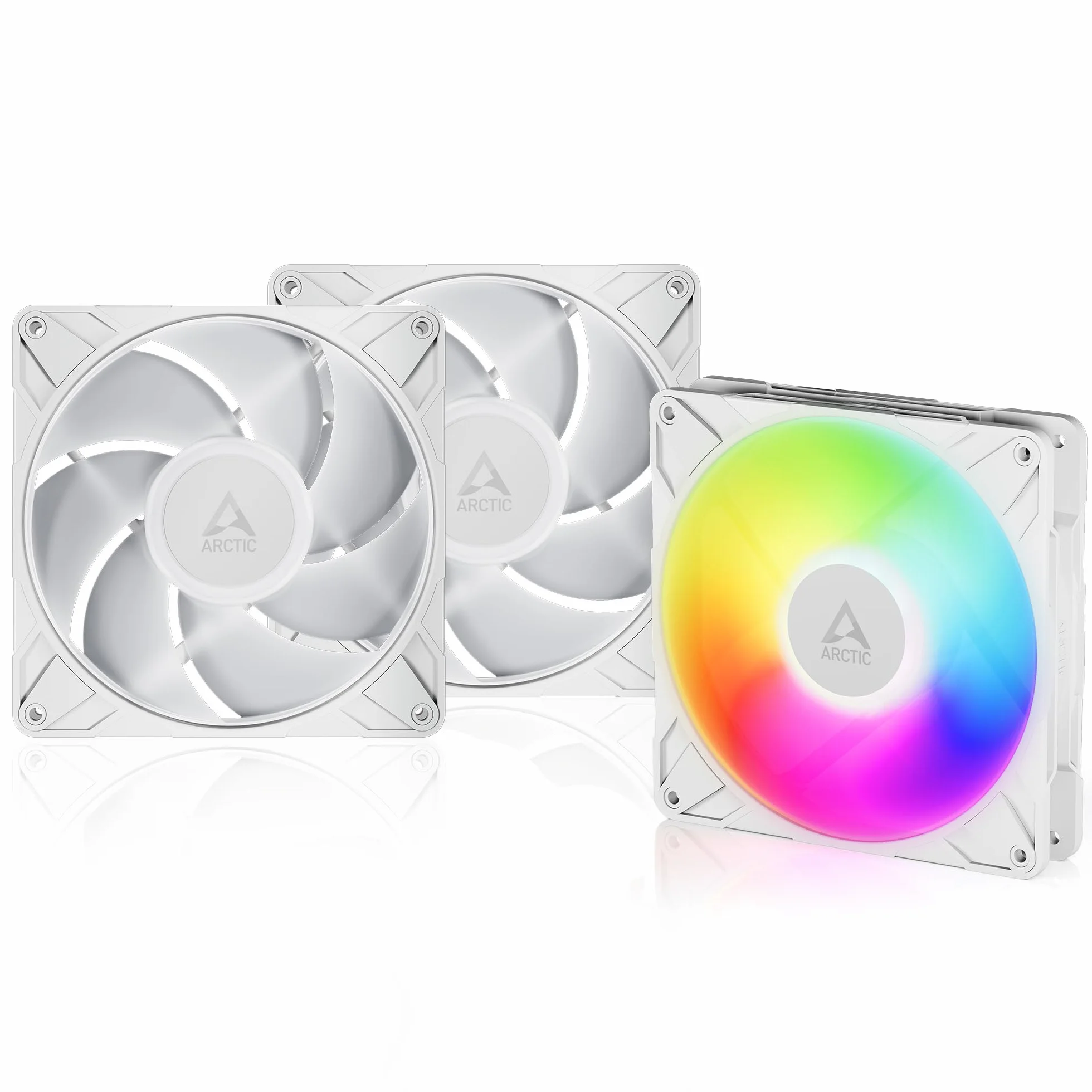 ARCTIC P14 Pro A-RGB (White) - 3 sztuki - Wydajny wentylator klasy premium, 140 mm wentylator PWM z kablem Y Splitte, 400-2500 obr/min, 0 obr/min <5% PWM, 5V Digital RGB, łożysko Fluid Dynamic - biały