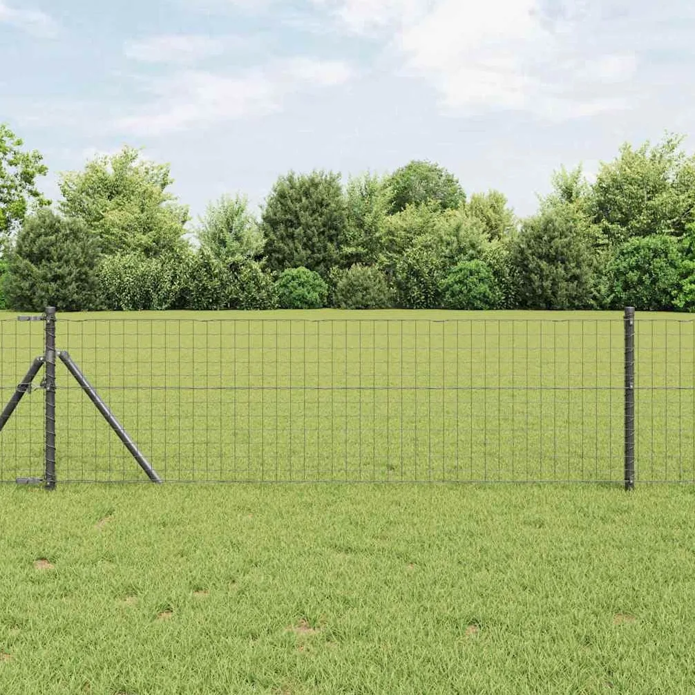 Osadzone słupki ogrodzeniowe ze stali malowanej proszkowo, szare, 7 sztuk, 3,2 x 120 cm, do ogrodu, tarasu, działki, z akcesoriami montażowymi i powierzchnią odporną na warunki atmosferyczne