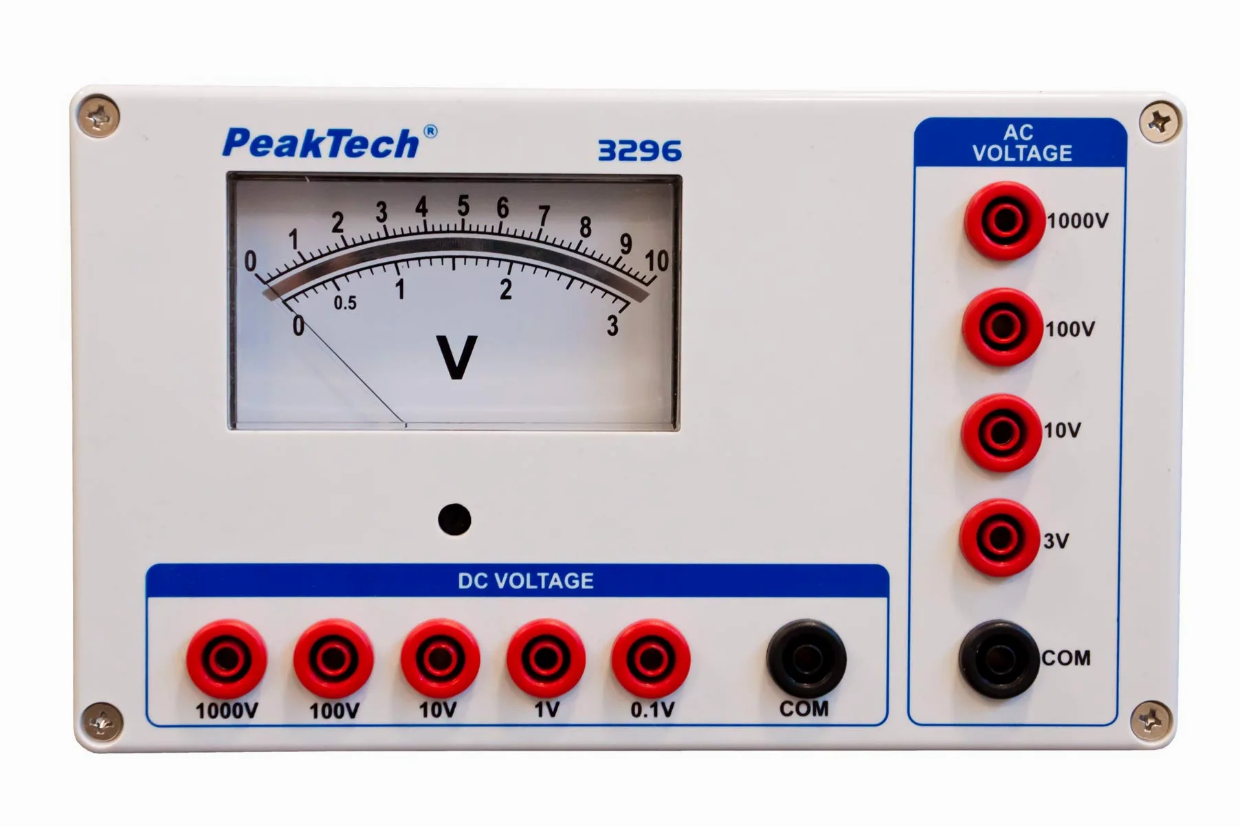 PeakTech P 3296 – woltomierz analogowy ~ 1000 V AC/DC, stabilna konstrukcja, nadaje się do codziennego użytku podczas prac kontrolnych i pomiarowych, do stosowania bez baterii, skali lustra i gniazd