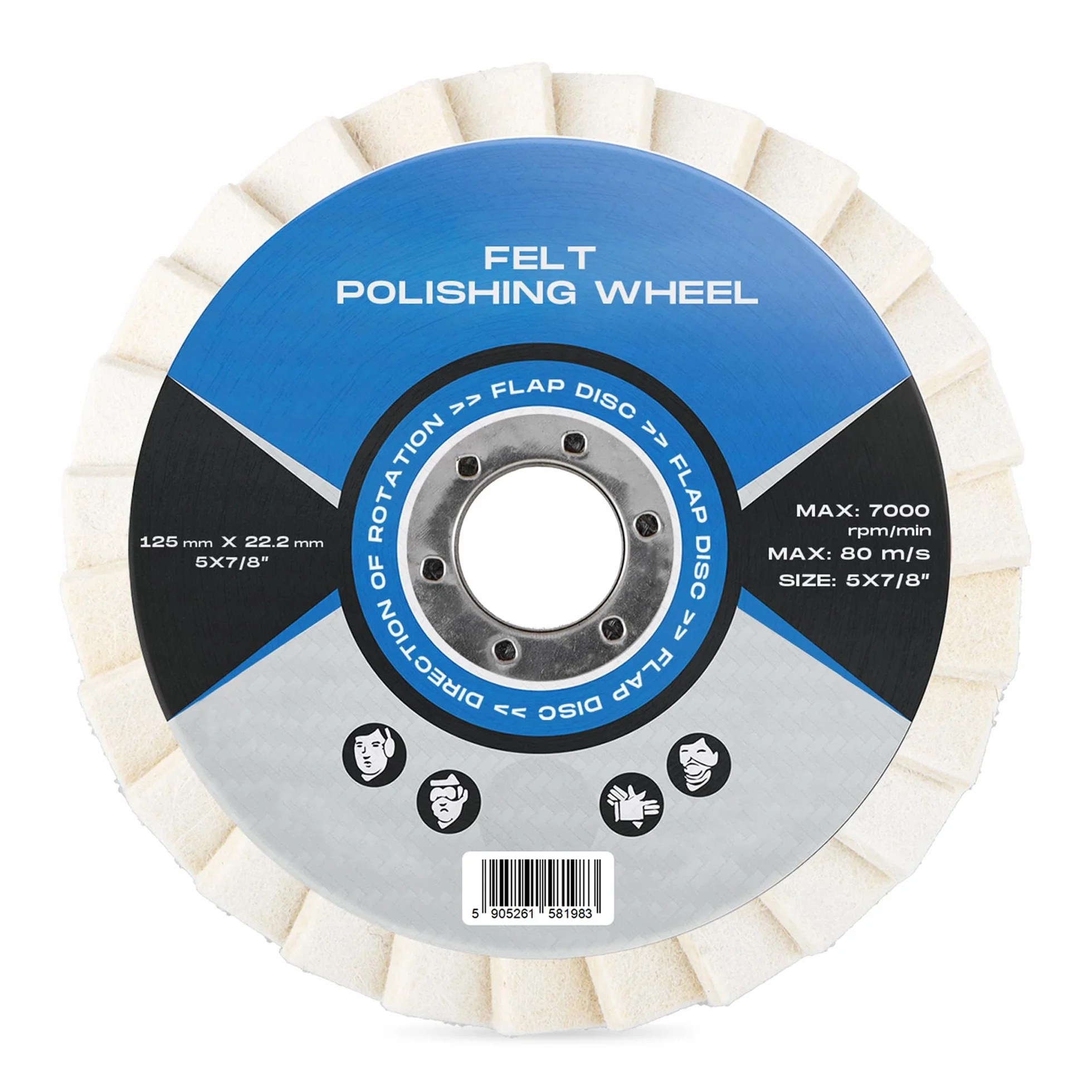 5x Tarcza Polerska Filcowa 125 mm Filc Polerski Lamelka Wachlarzowa Dysk Lamelkowy Polerowania Stali Metalu Aluminium Tworzyw Sztucznych Włókna Szlifierki Tarcze Polerskie