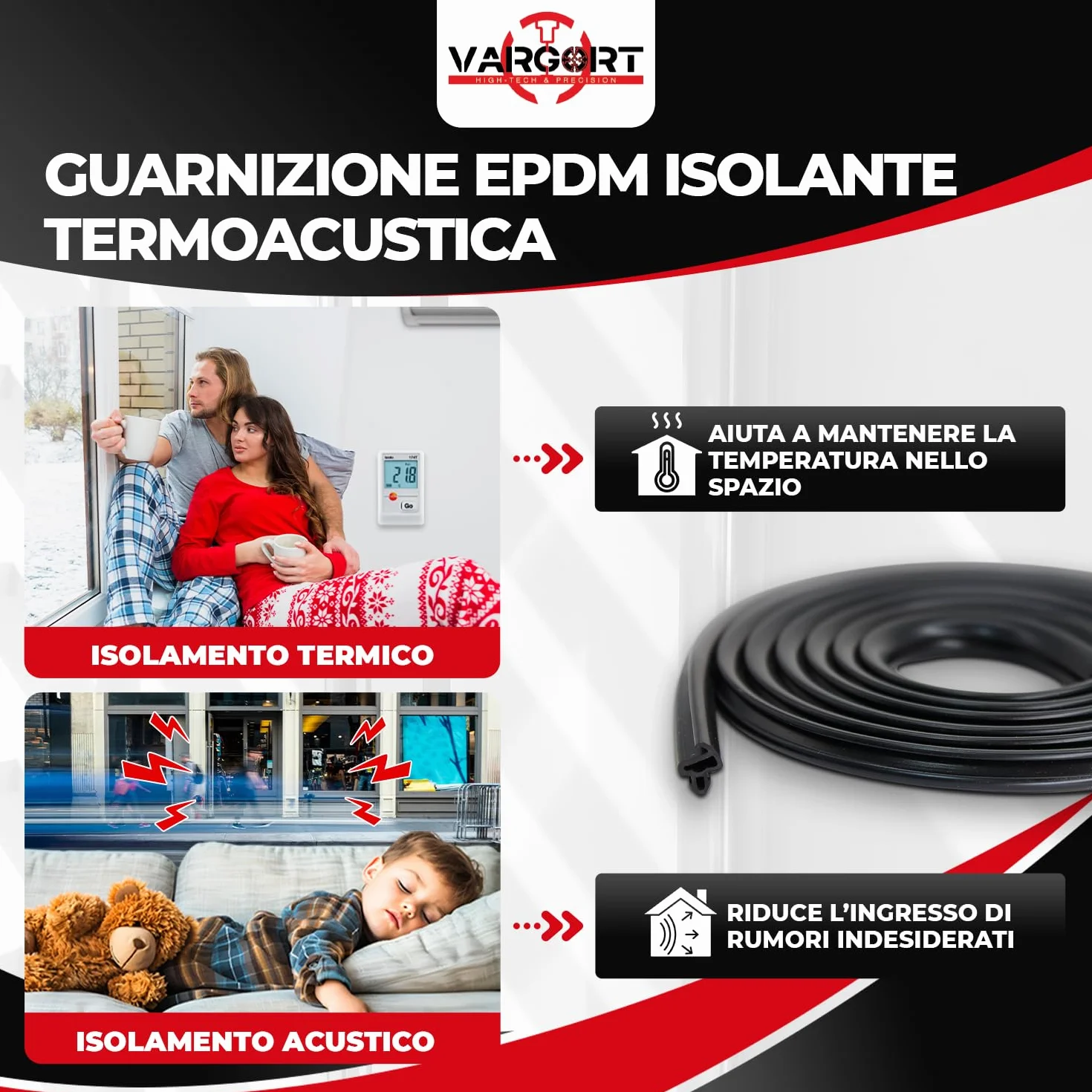 Czarny EPDM ogranicznik przeciągów S-1150 (10 m) – izolacja termiczna i akustyczna do drzwi i okien