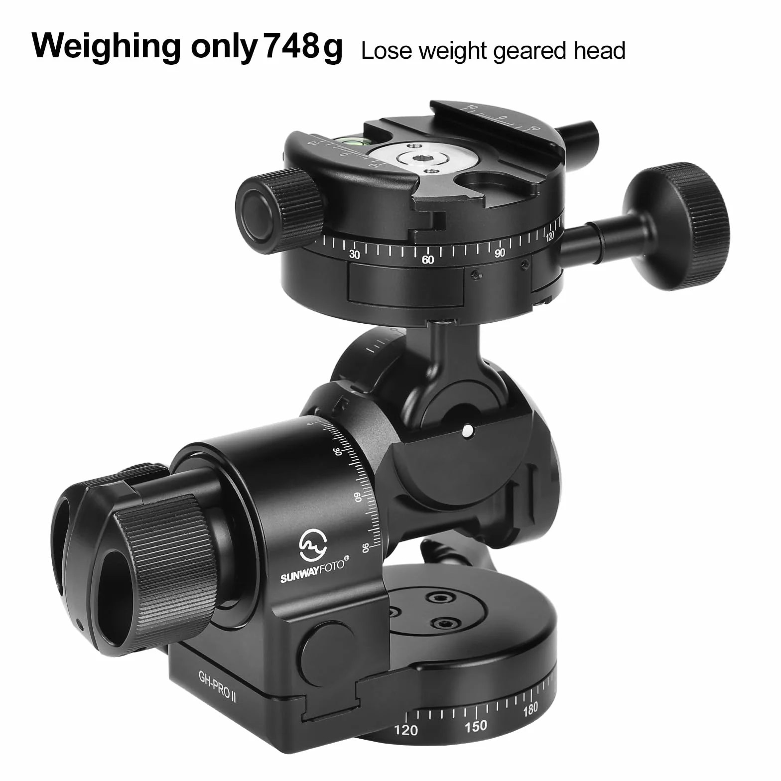 Sunwayfoto GH-PROII+ głowica przekładni, niezależna regulacja 3D, z uzębionym zaciskiem obrotowym GC-01, czarna, do aparatu, montażu statywu