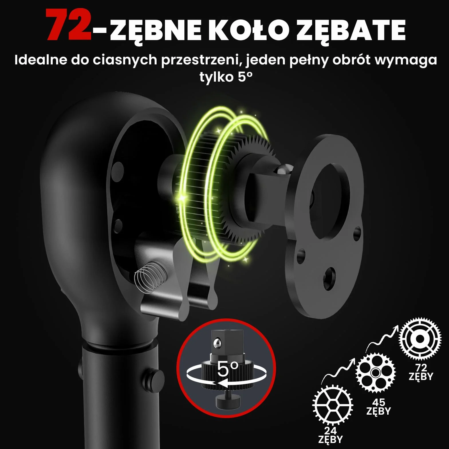 HYCHIKA klucz dynamometryczny 3/8", 10-60 Nm, dokładność ± 2%, 72 zęby, zestaw kluczy dynamometrycznych do samochodu, motocykla, roweru, adaptera 3/8 na 1/4, przegub kardanowy, drążek przedłużający 75