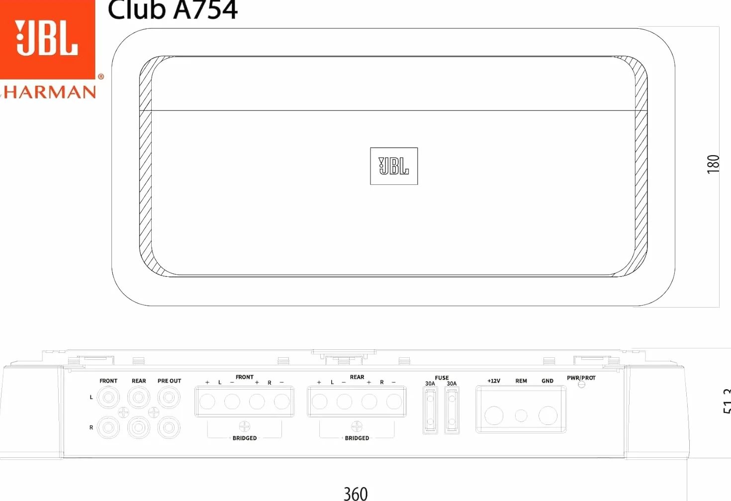Jbl CLUBA5055 Wzmacniacz, Czarny, 28 x 23 x 11 cm