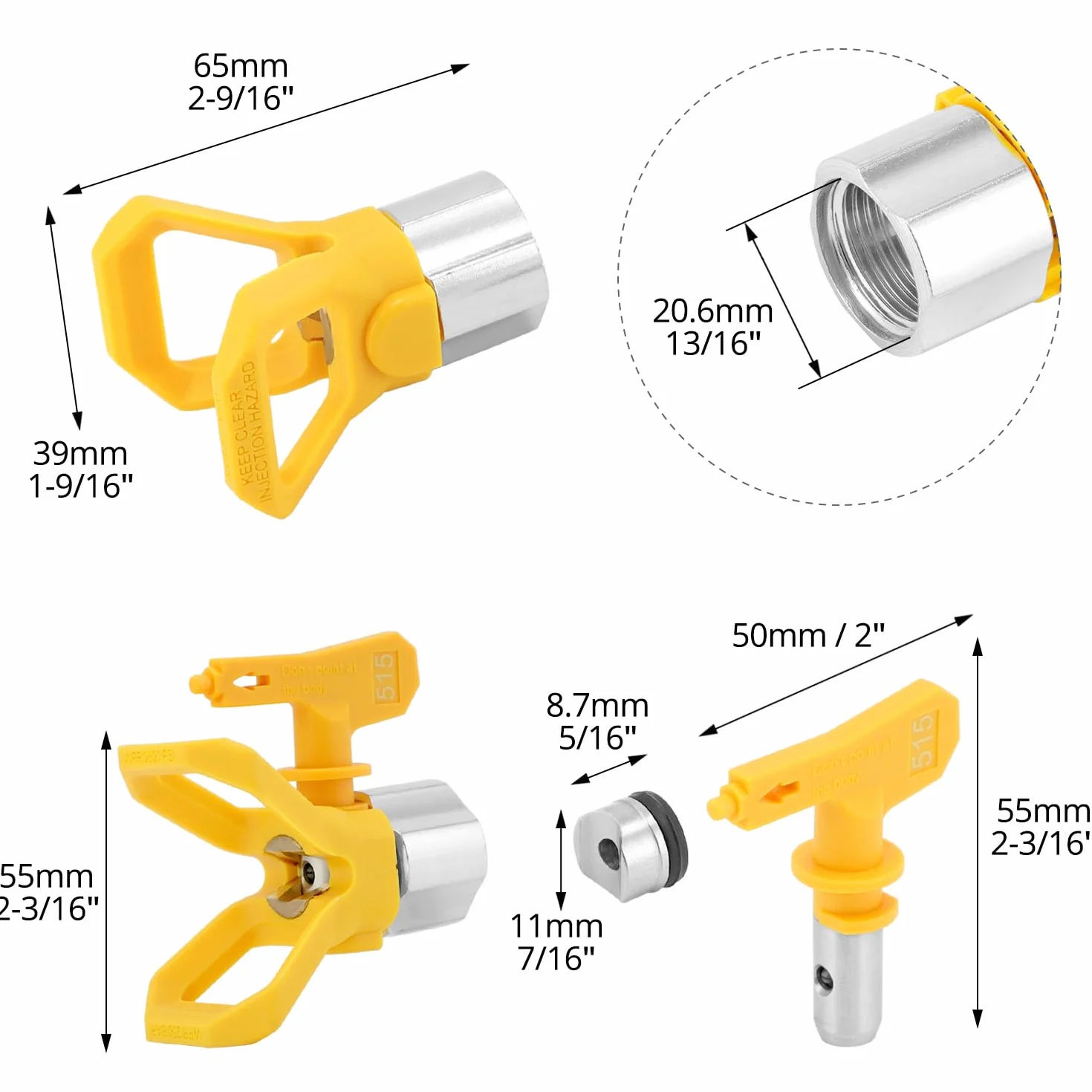 QWORK® Airless zestaw dysz do modeli 515/517519521/523/525, 6 dysz Airless z uszczelką końcówkową, 1 siedzisko dysz, kompatybilne z większością pistoletów natryskowych Airless