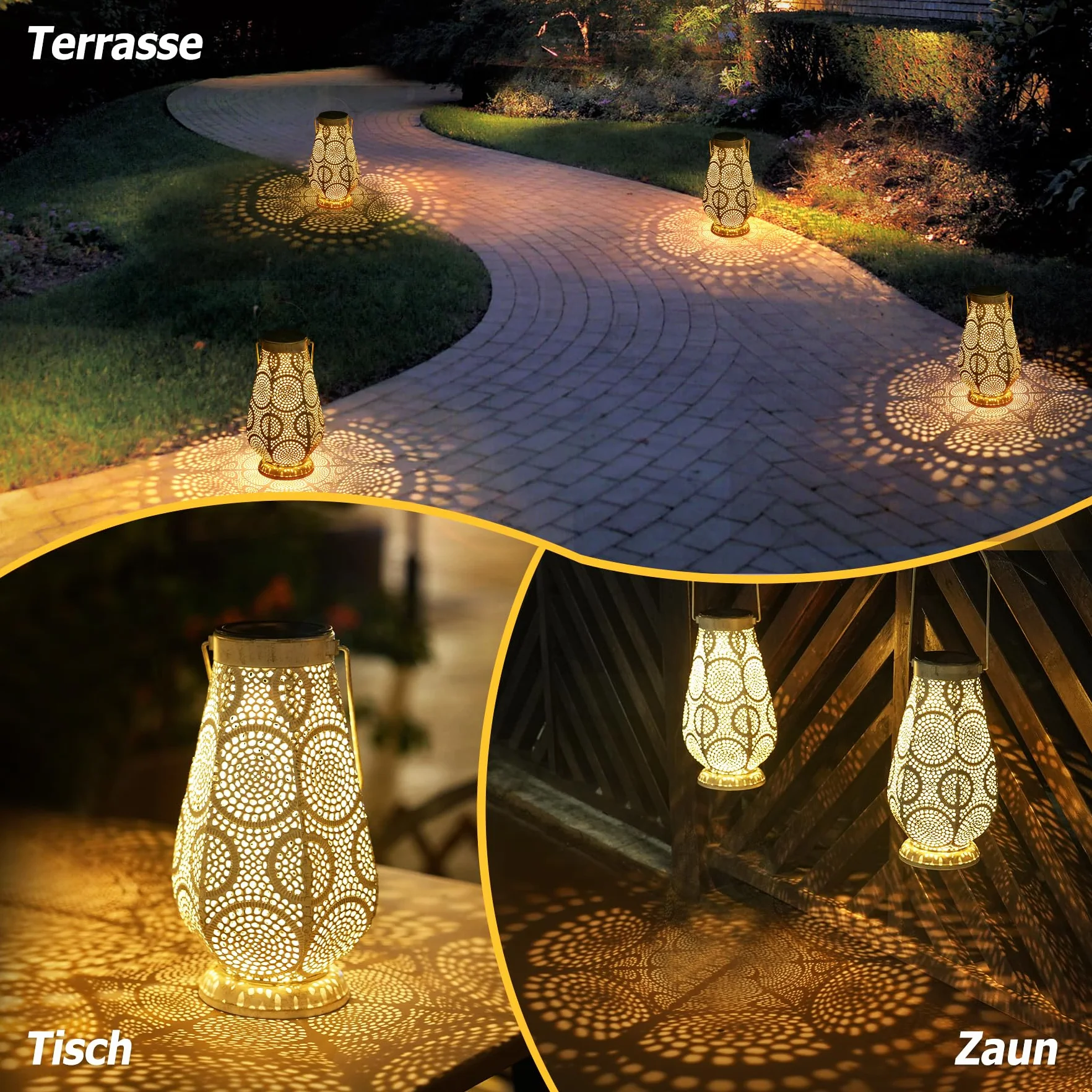 Latarnia solarna LED do użytku na zewnątrz, duża, metalowa lampa solarna do zawieszenia na zewnątrz