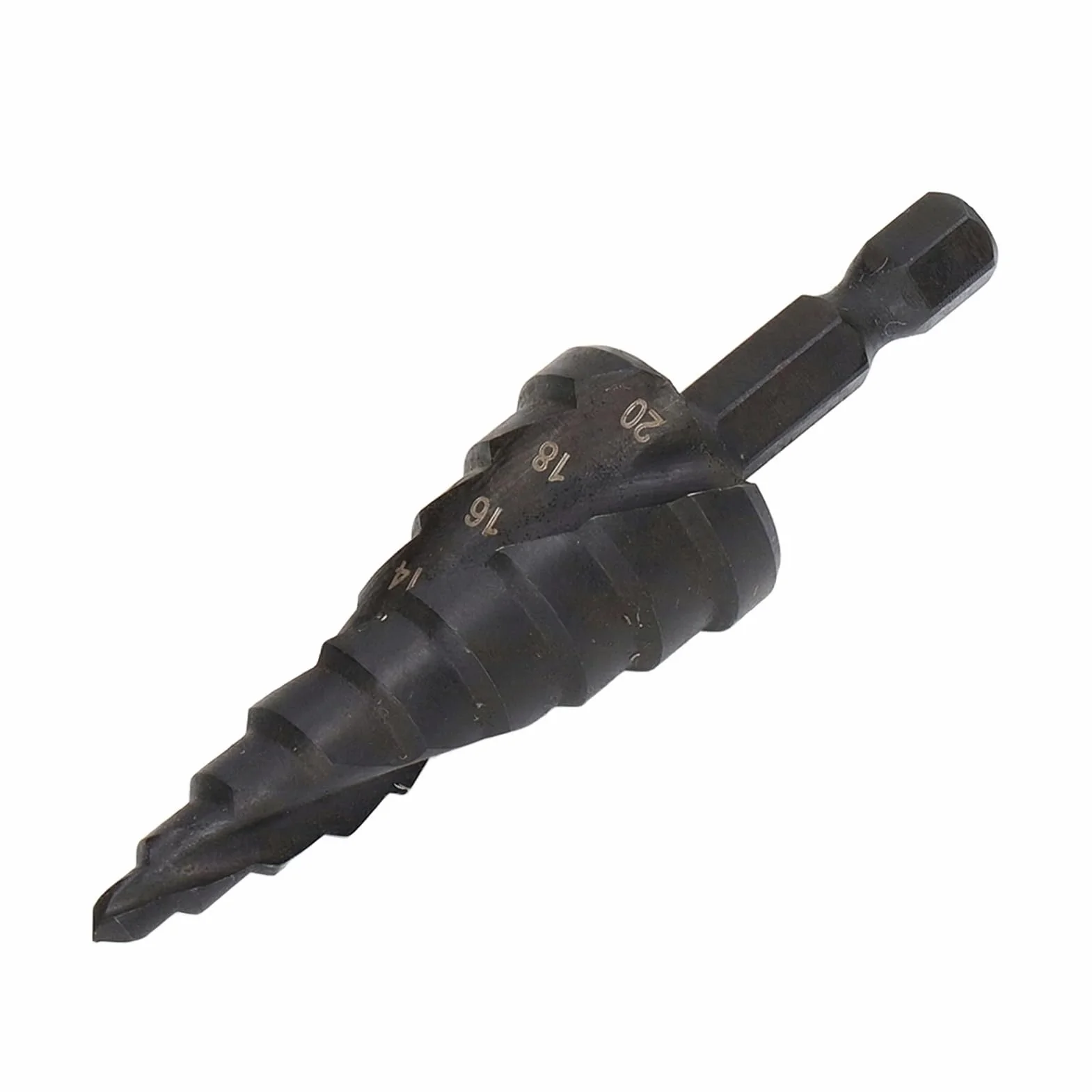 Step Zestaw bitów do frezów krokowych do metal do stali, wiertło stopniowe HSS Spiral Groove Pagoda Hole Reamer Hex Shank Tool for Metal Black