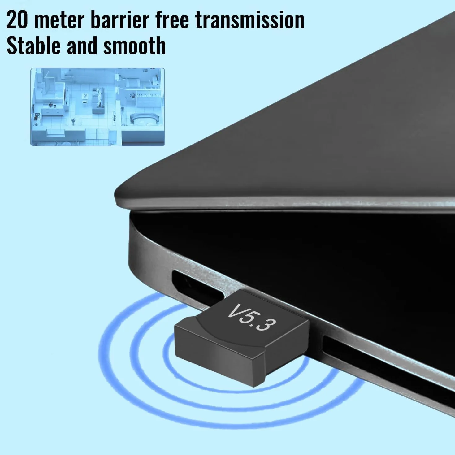 Adapter Bluetooth Dla komputera PC - Klucz Bluetooth Dla komputera USB Adapter 5.4 Plug Play USB Adapter Bluetooth Kompatybilny z Windows 11/10/8.1/7