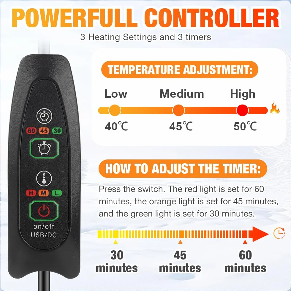 Elektryczny ogrzewacz stóp, 3 poziomy temperatury, do terapii cieplnej, ogrzewania stóp (szary)
