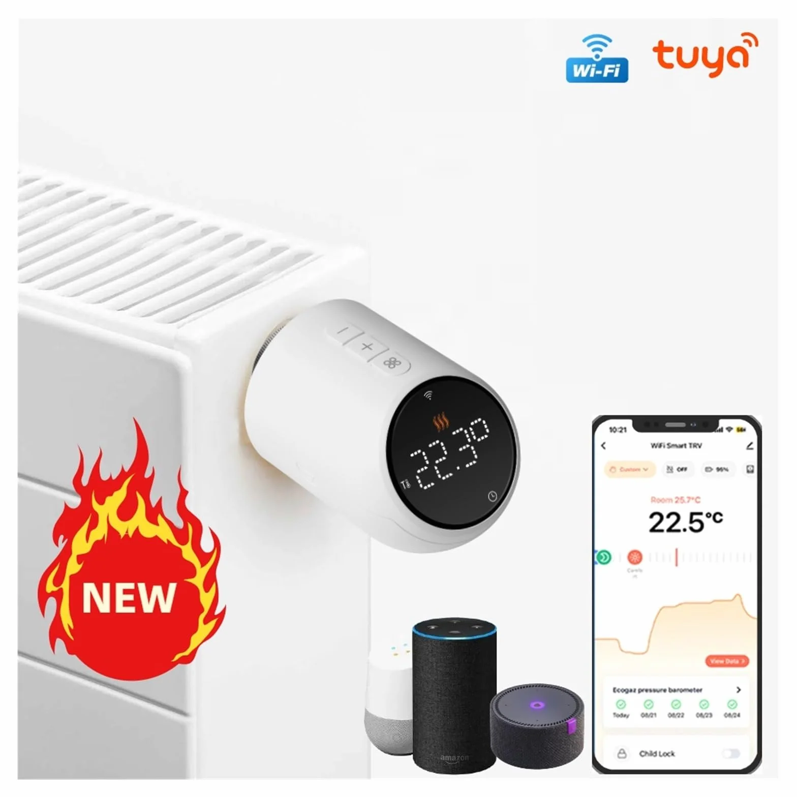 Siłownik Termostatycznego Zaworu Grzejnikowego TRV Współpracuje Z Ogrzewaniem Domowym OszczęDza Energię I Koszty Ogrzewania(1pc wifi)