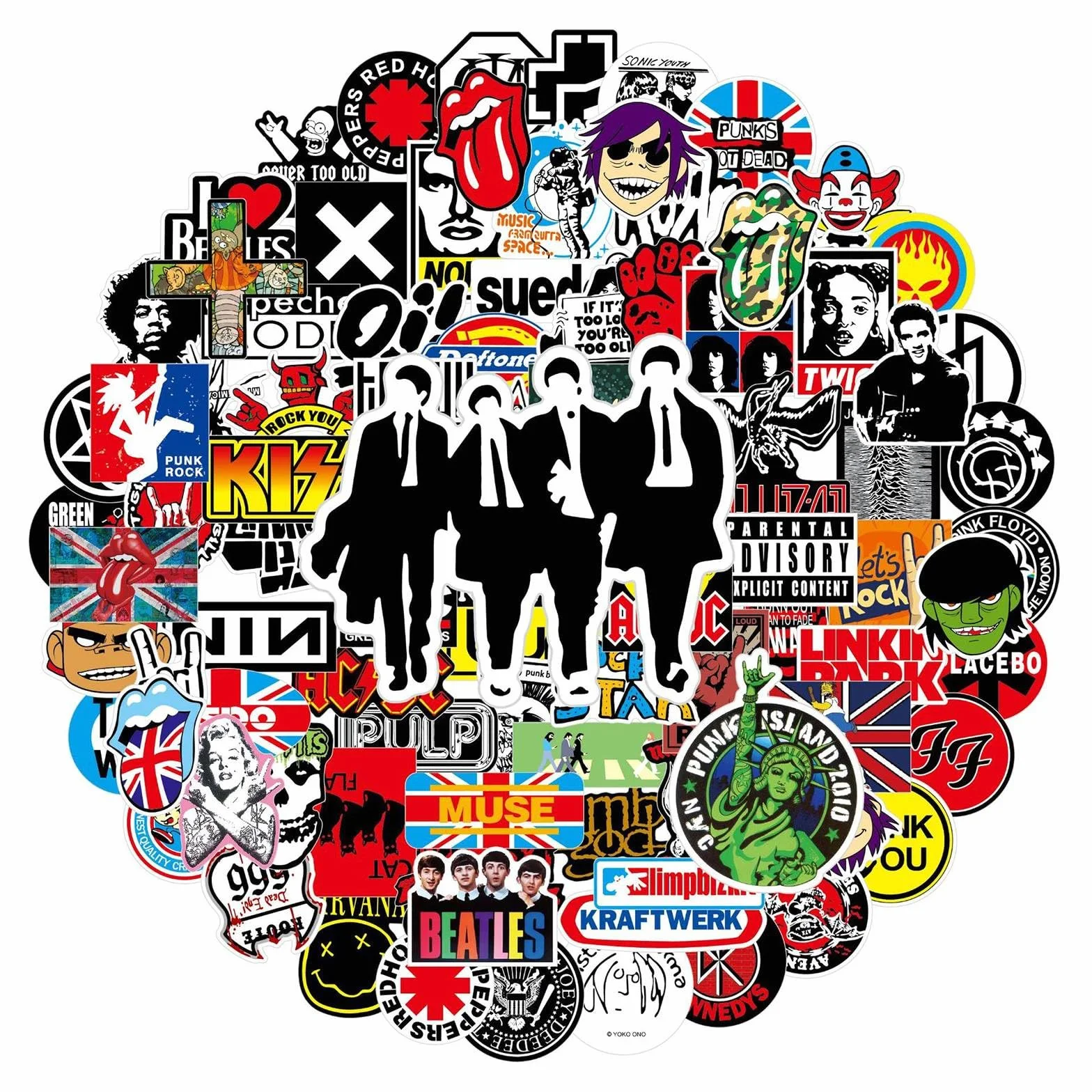 Dreamil Rock Band Punk naklejki 100 sztuk, klasyczne naklejki rockowe, wodoodporne, winylowe, fajne, metalowe, muzyczne, naklejki na laptopa, do scrapbookingu, motocykla, walizki, deskorolki, herbaty