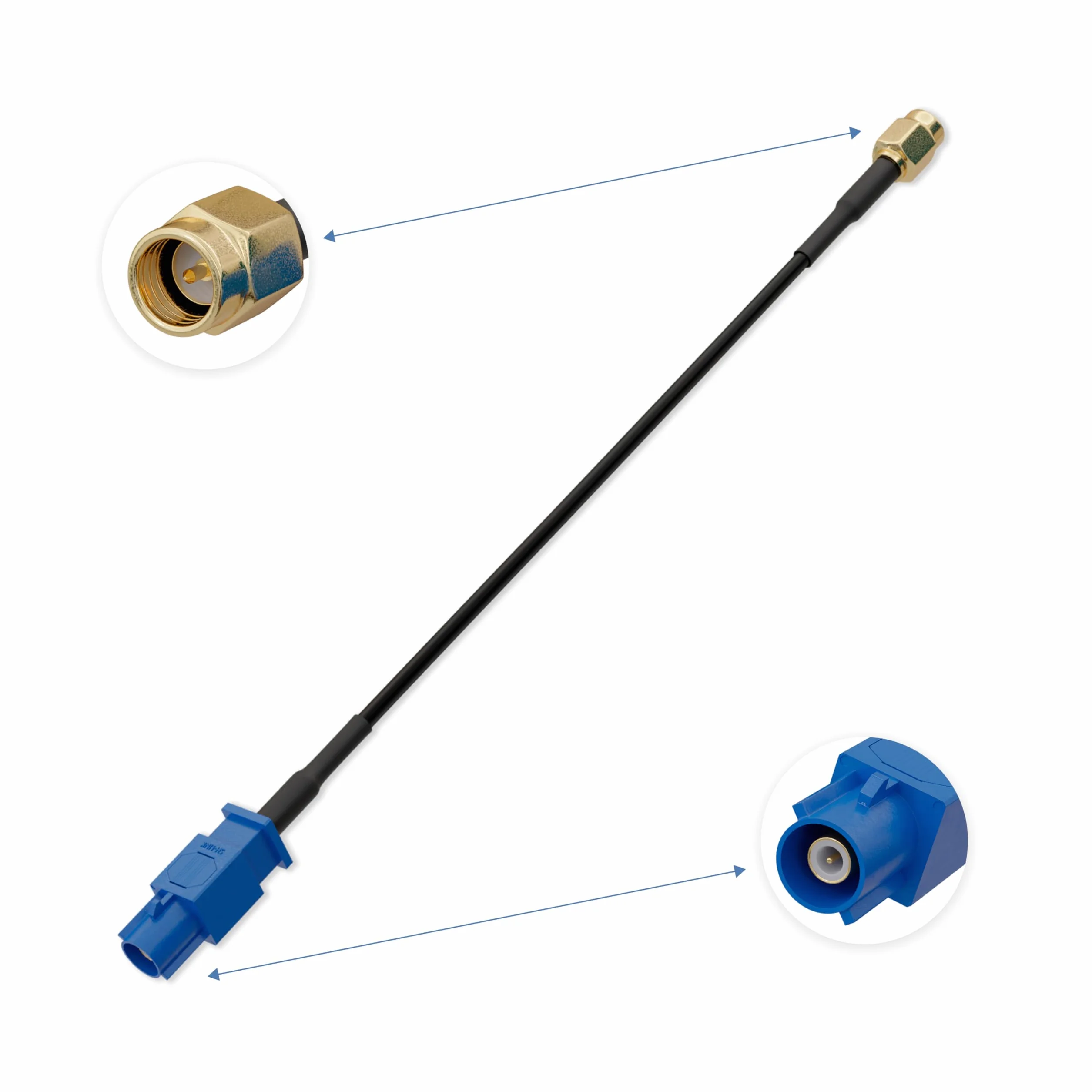 ES-FC30SMA | adapter antenowy GPS | Fakra C na SMA | Kabel Pigtail | koncentryczny | 30 cm | Auto | DVR | GPS |
