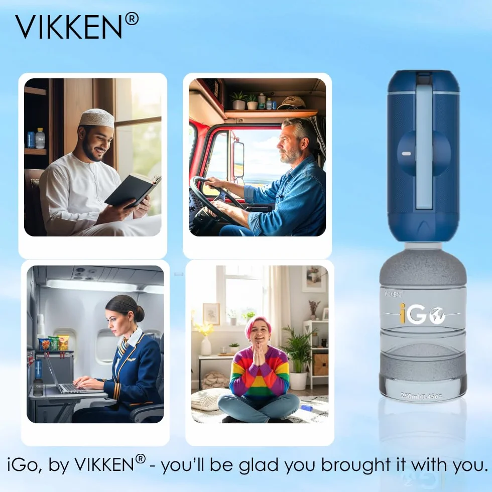 VIKKEN® 250ml iGo X Przenośny Bidet Podróżny USB-Typ C Elektryczny, Nadładowalny, Ręczny Spryskiwacz do Higieny Osobistej dla Kobiet i Mężczyzn, Niebieski