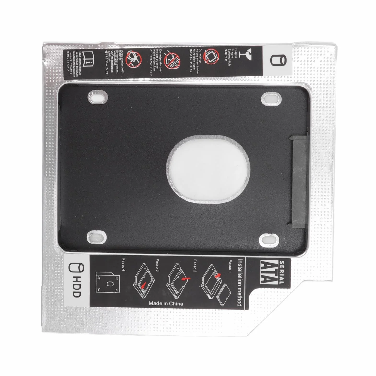 SATA do SATA 2nd SSD HDD Dysk Twardy Caddy, Uniwersalny 9.5mm 2.5in SSD HDD Dysk Twardy Caddy Konwerter Dysku SSD ze Stopu Aluminium, do Gniazda Napędu CD DVD ROM