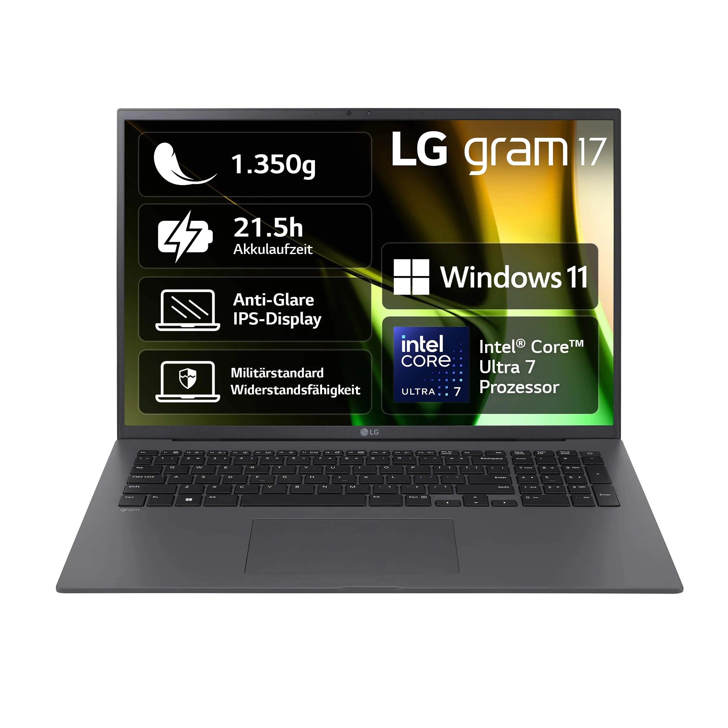 LG Gram 17-calowy laptop Intel Core Ultra 7 32 GB RAM 2 TB SSD Windows 11 IPS 16:10 17Z90S-G.AD7CG szary