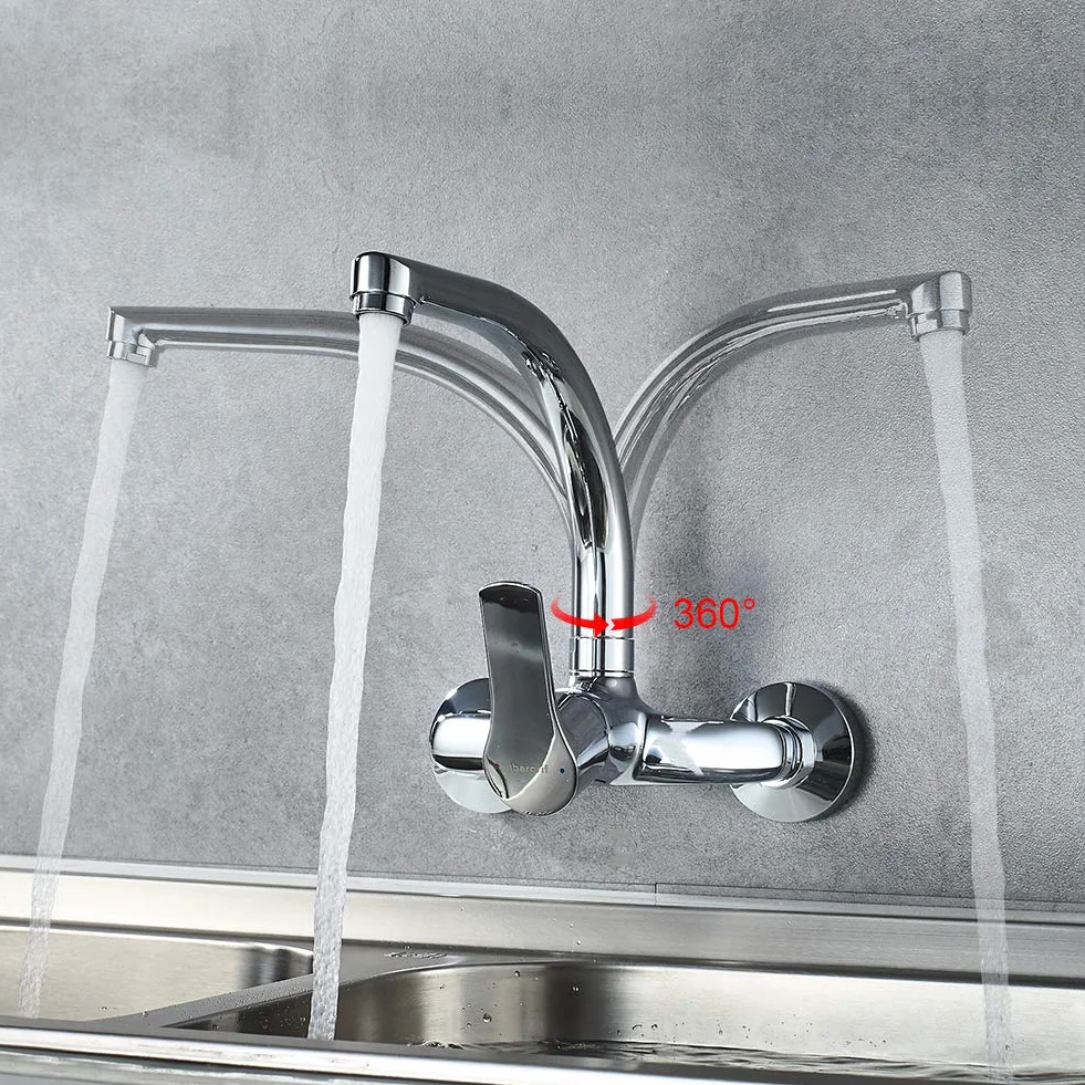 Ibergrif M16357 Star, Wall Kitchen Faucet, Kran do zlewu Monomando, Chrome, Silver