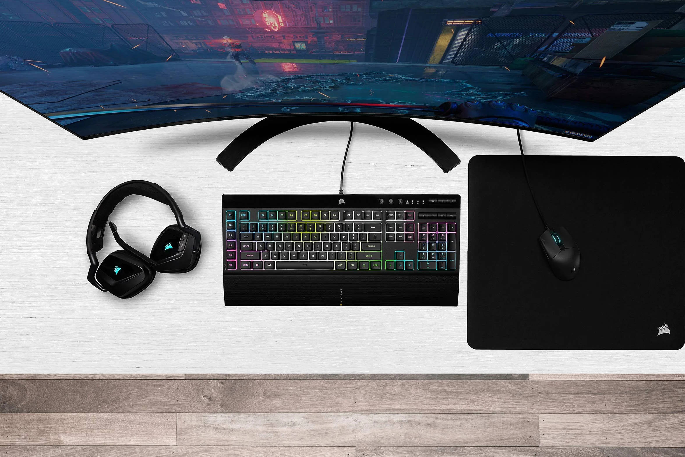CORSAIR K55 RGB PRO XT przewodowa klawiatura do gier, IP42, odporna na kurz i zalanie, 6 klawiszy makro z integracją Elgato, kompatybilna z iCUE, QWERTY UK, PC, Mac, Xbox, czarna