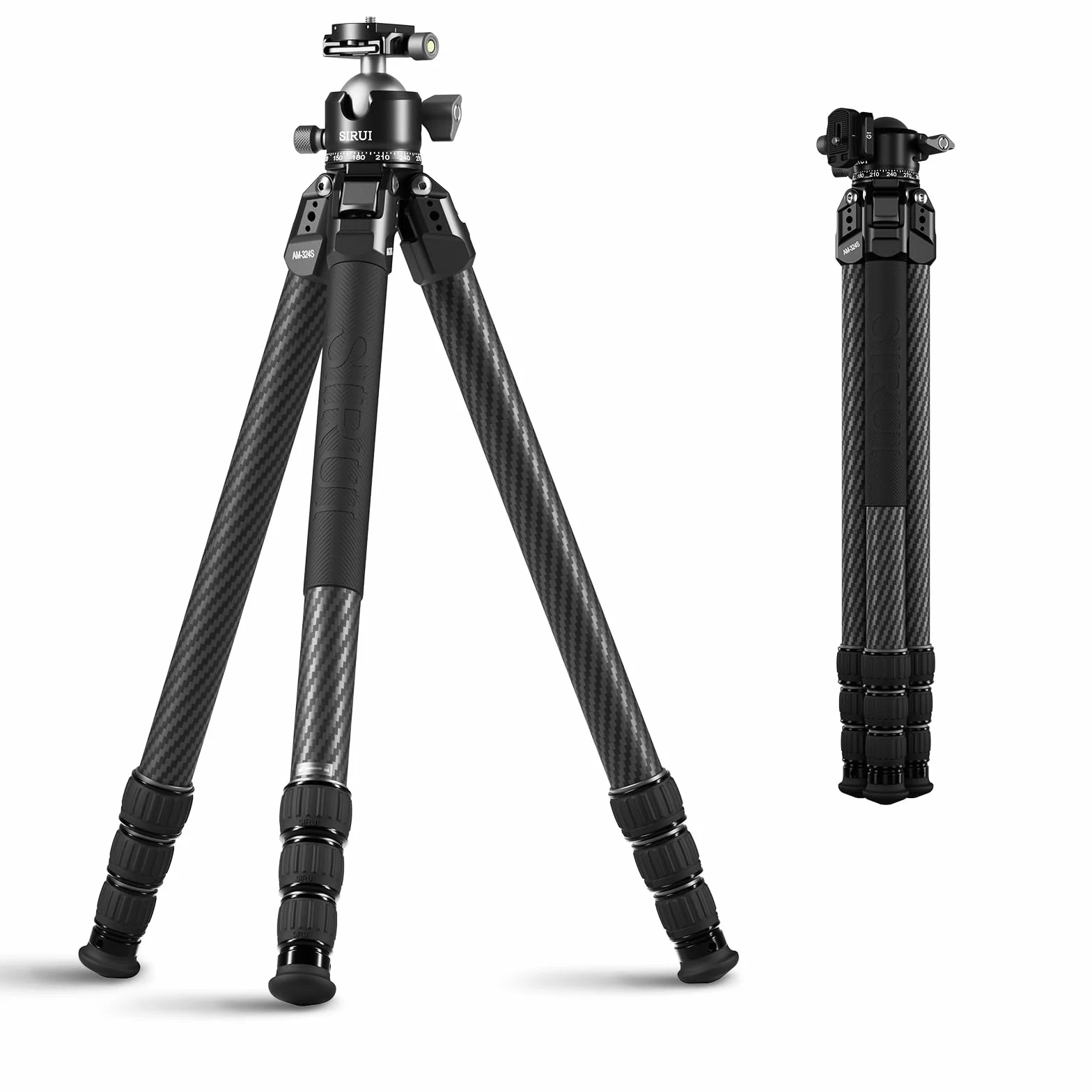 SIRUI Heavy-Duty Statyw do aparatu z włókna węglowego, 152 cm Profesjonalny statyw z głowicą kulową o niskiej temperaturze 360°, lekki i przenośny, obciążenie do 20 kg, AM-324S+G1