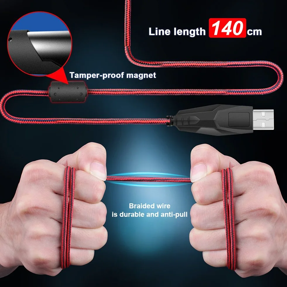 Myszka do gier, VBESTLIFE, 7 przycisków USB Wired Optical Game Mouse Light Myszki komputerowe do gier komputerowych dla 7/8/10/XP Vista Linux Mac
