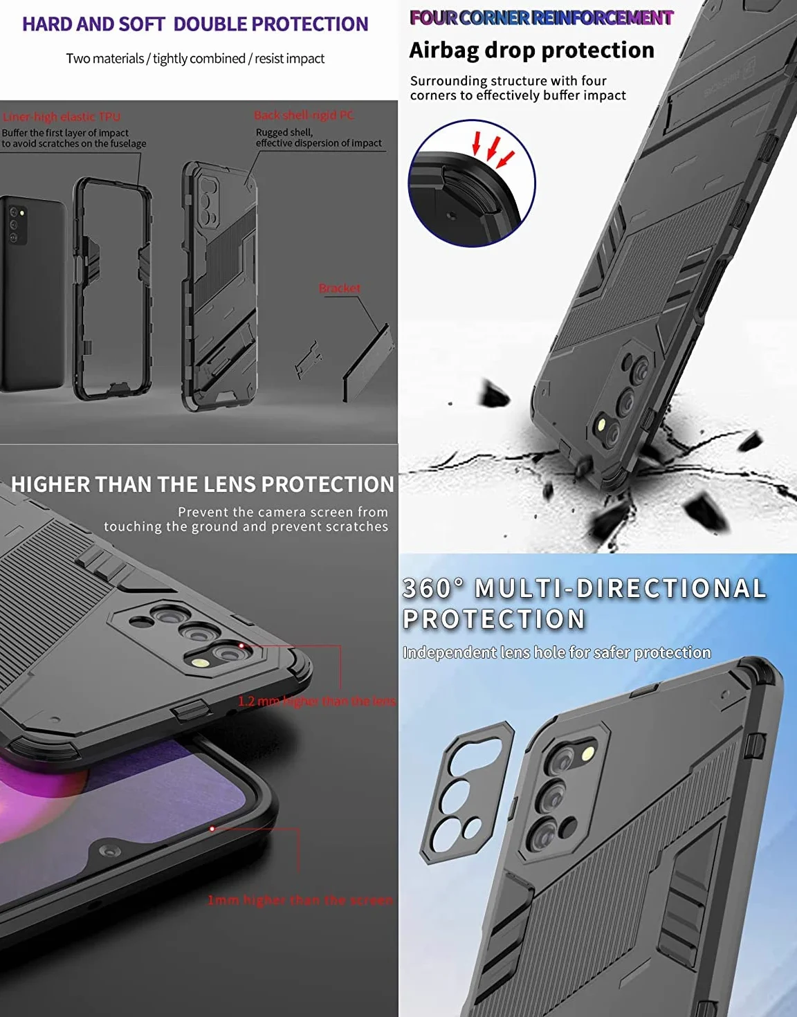 Etui na Xiaomi Poco F6, pokrowiec ochronny ze stojakiem, odporny na wstrząsy futerał pancerz hybrydowy pokrowiec - szary