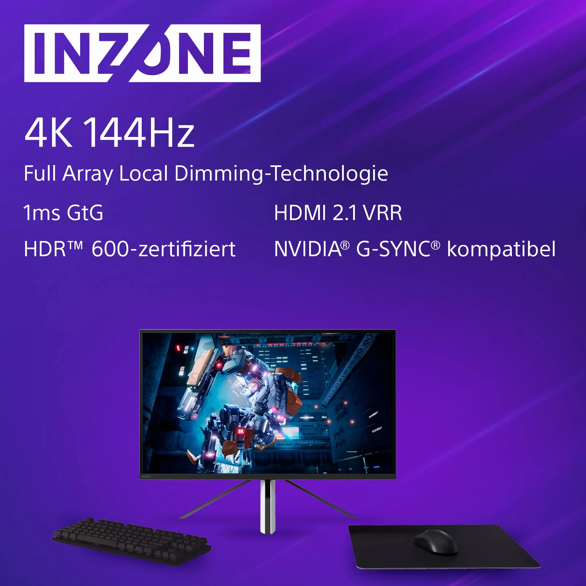 Sony INZONE M9 - Monitor do gier 27 cali: 4K 144Hz 1ms Full Array - Local Dimming HDMI 2.1 VRR (model 2022)