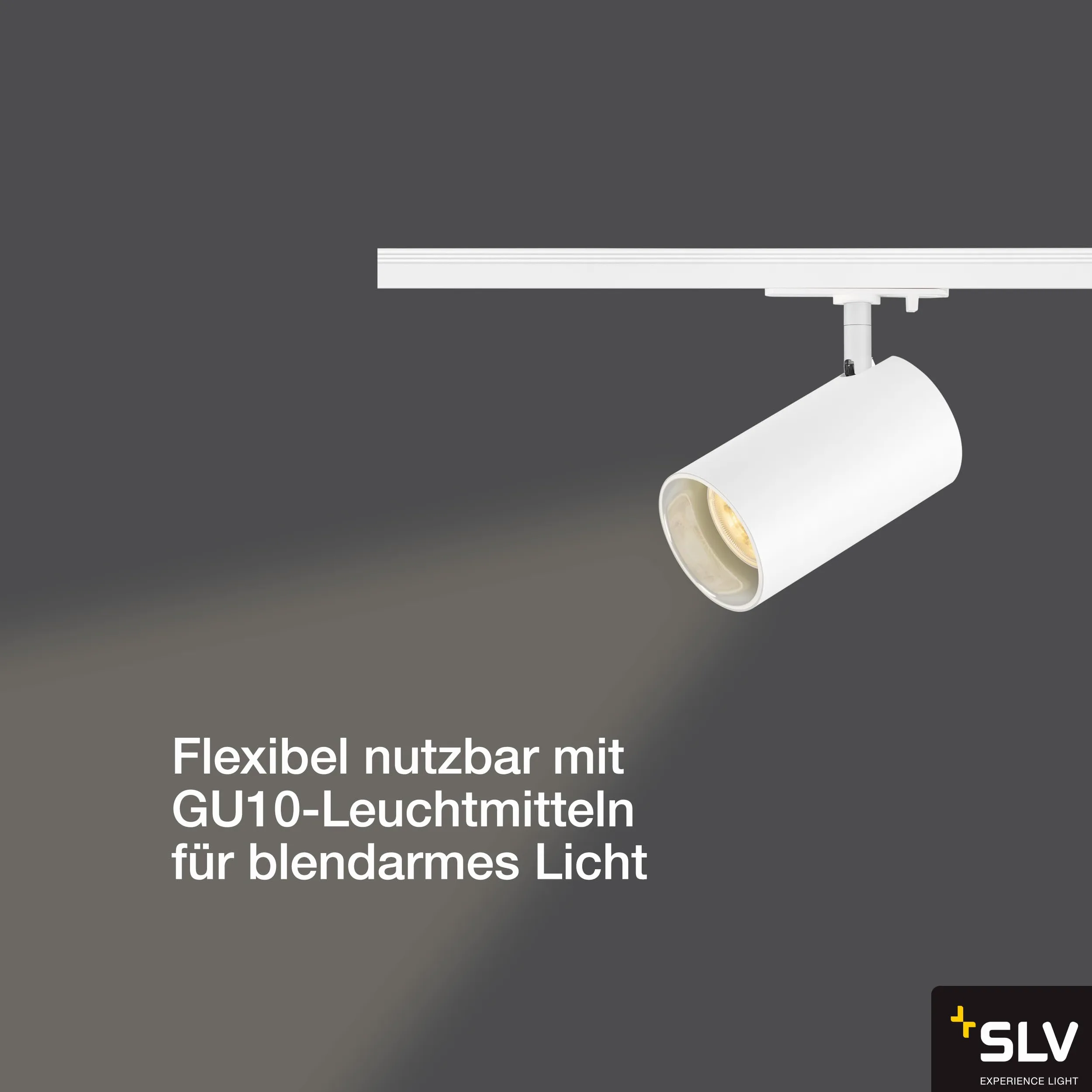 SLV ASTO TUBE Spot für 1-Phasen-Hochvolt-Schienensystem, GU10, 1x max. 10 W, weiß (1006446)