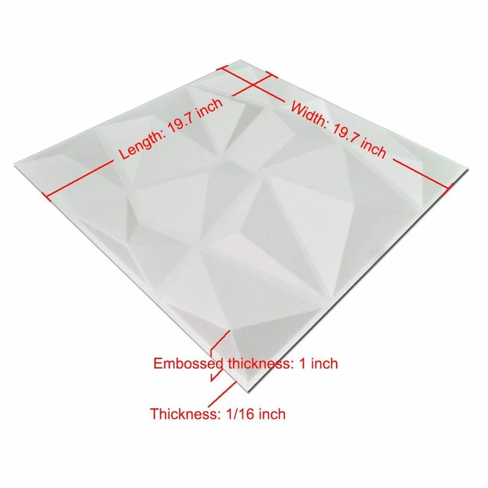 Art3d panele ścienne 3D, dekoracja ściany o strukturze 3D, białe diamenty, 50 x 50 cm, 12 sztuk