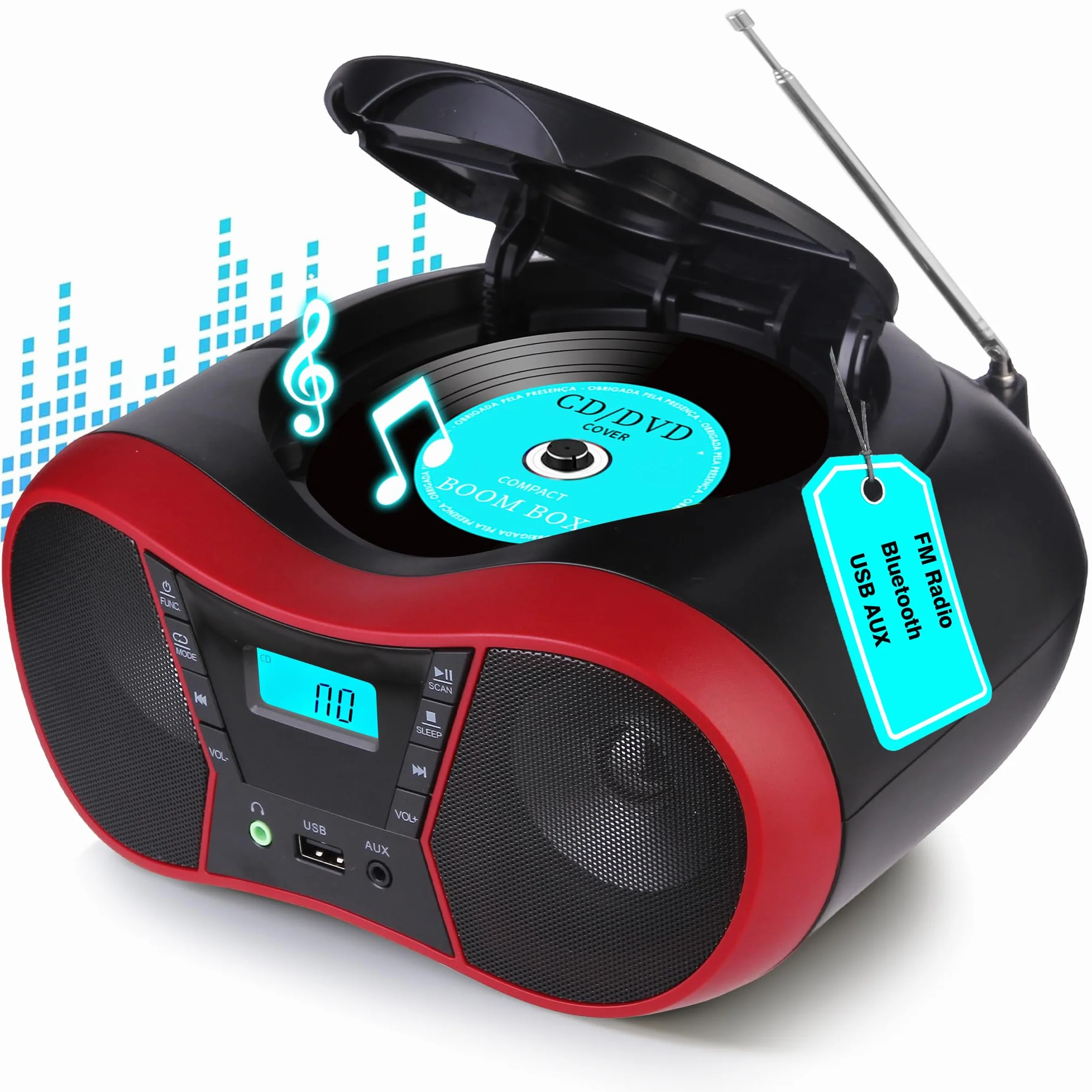 Przenośny odtwarzacz CD Boombox Bluetooth AUX USB FM stereo