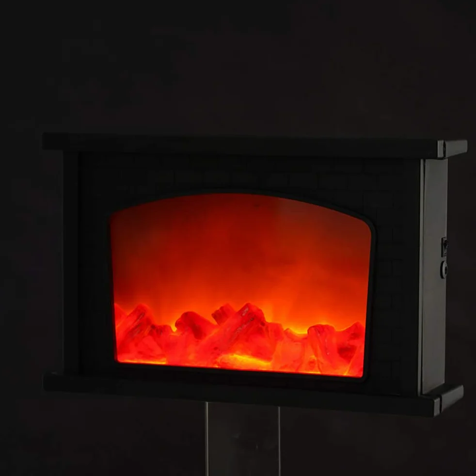 Symulacja kominka latarni domowej LED sztuczny kominek, USB lub blat stołu ładowany baterią, dekoracyjny kominek symulujący płomień 3D
