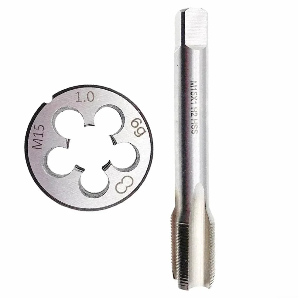 Zestaw gwintowników i narzynek, gwintowniki i narzynki do gwintów okrągłych, zestaw gwintowników do gwintów prawoskrętnych M15 x 1 mm, akcesoria zamienne z powłoką tytanową