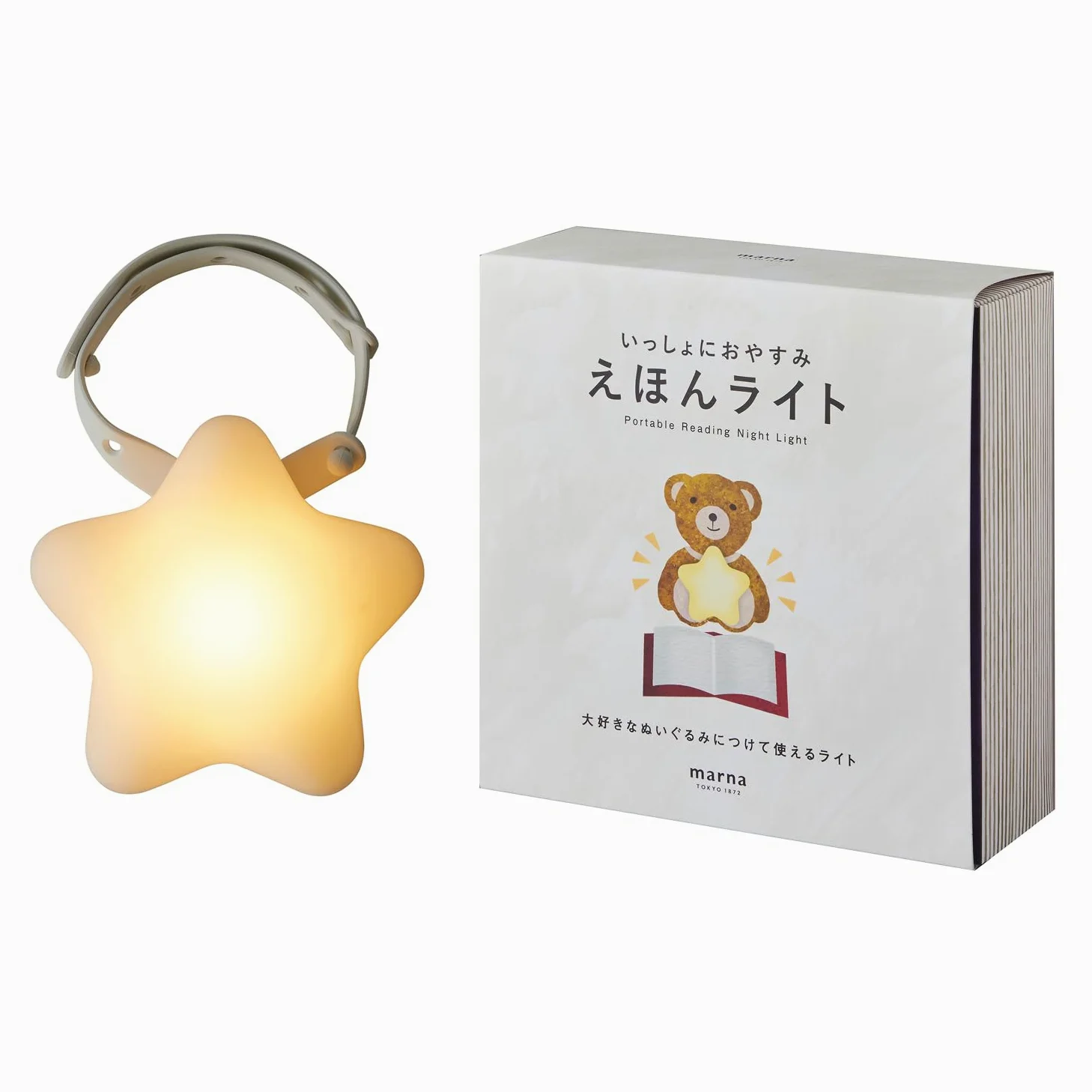 Marna S483 Ehon Light (opowiadanie historii/pluszowa zabawka, do noszenia), baby shower, prezent (kolor żarówki / automatyczne wyłączanie), książka z obrazkami, lampka nocna LED, biała
