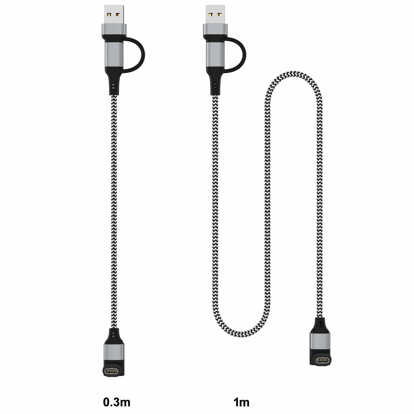 Adapter USB C do zegarka Garmin, kabel ładujący do Fenix 8 E 7 7X 7S Sapphire Solar, Forerunner 970 965 955 570 265 255 165 55 45, Vivoactive 6 5 4 Czarny/Biały