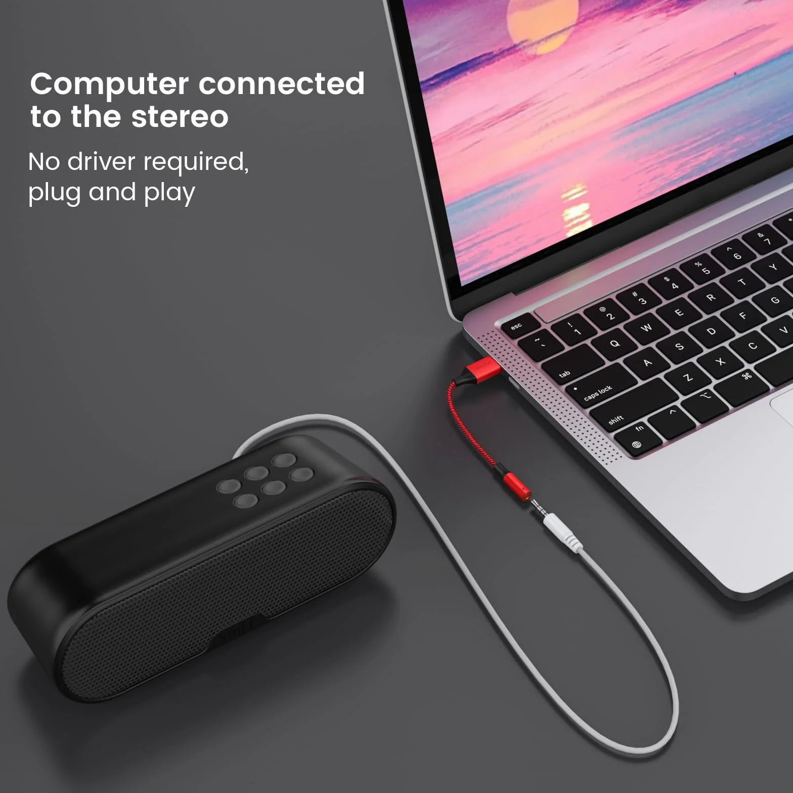 MOSWAG Adapter audio USB do 3,5 mm jack, zewnętrzna karta dźwiękowa USB-A