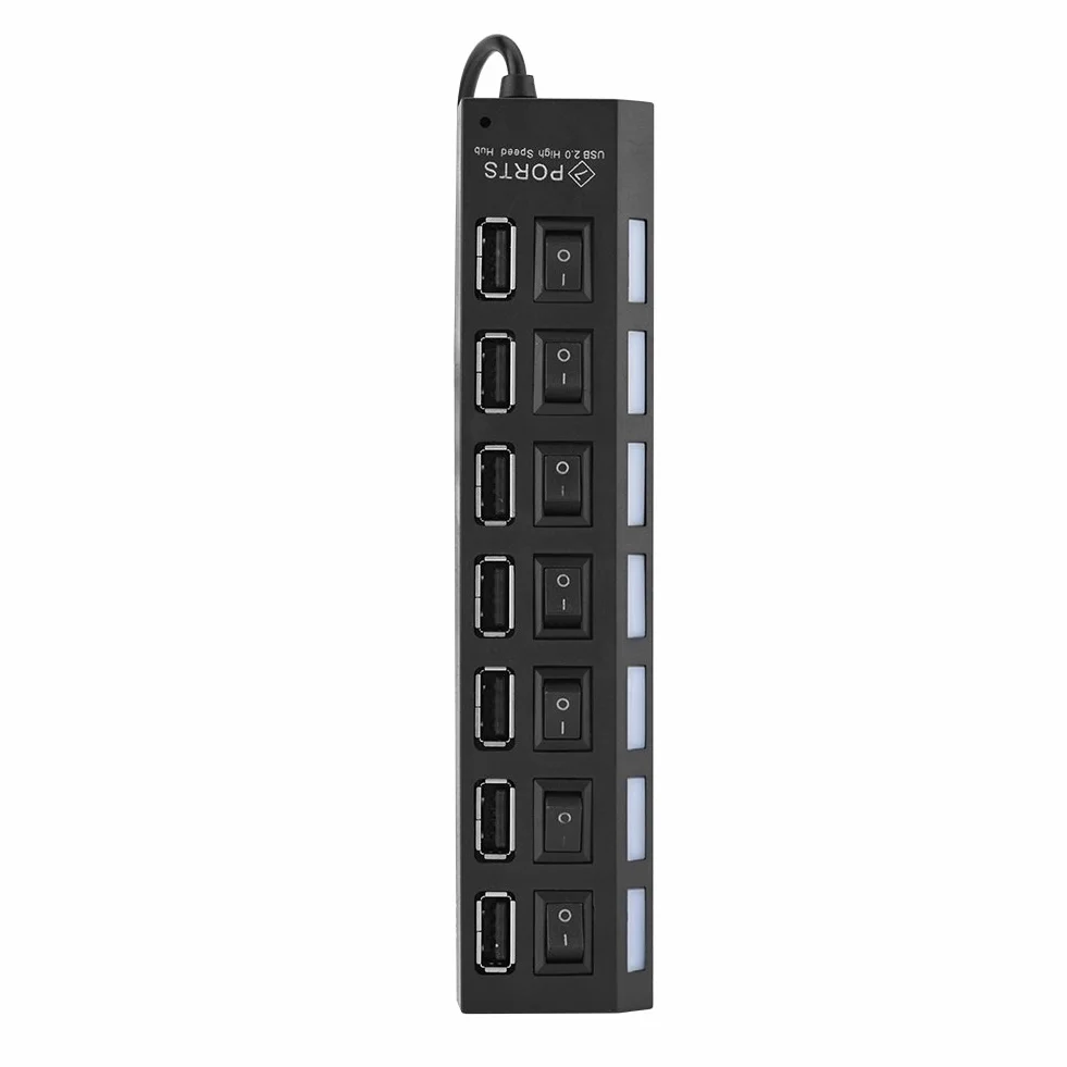 7-portowy hub USB 2.0 480 Mb/s koncentrator danych z przełącznikiem