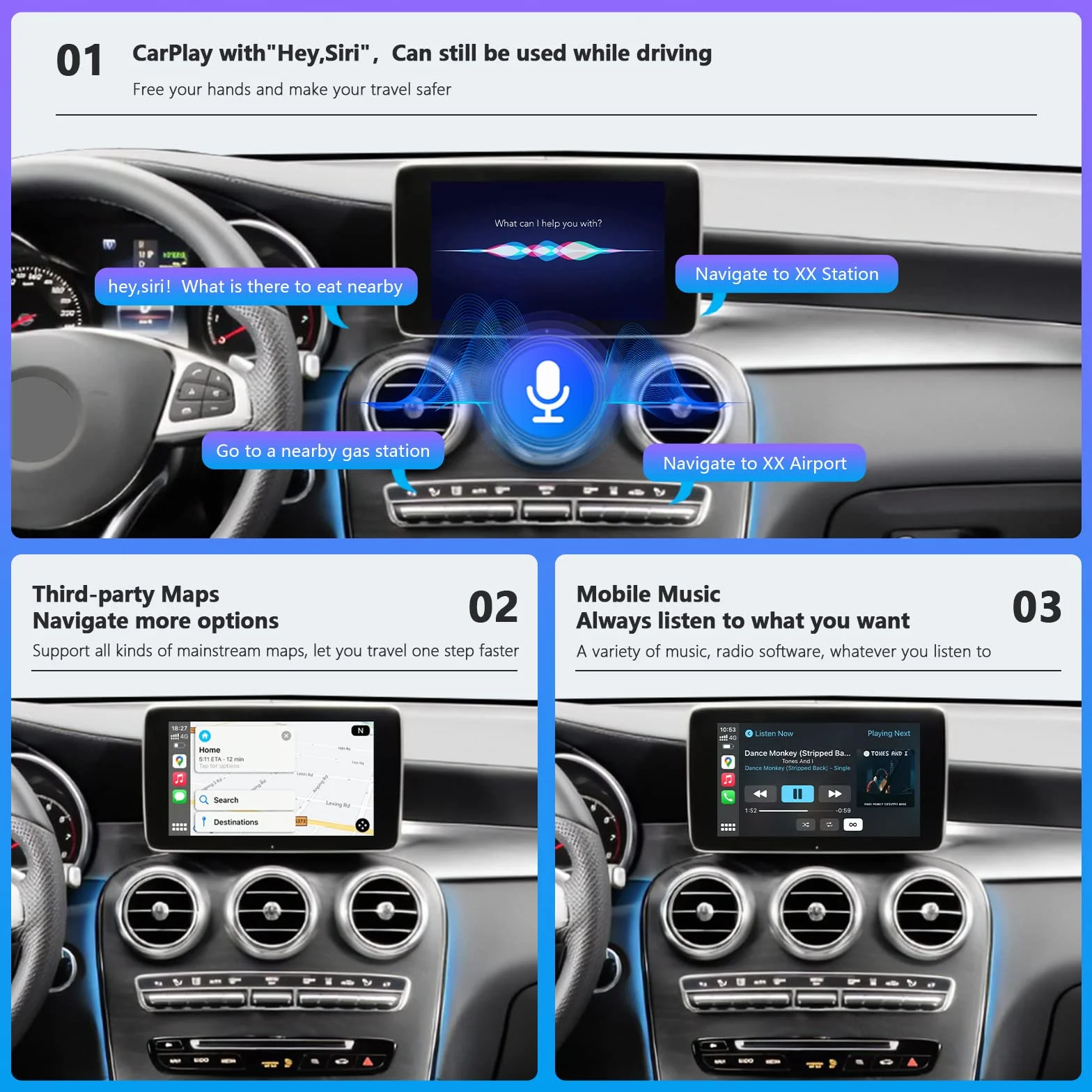 Road Top Bezprzewodowy Adapter CarPlay dla Mercedes Benz NTG5.0 C Class W205 GLC Class 2015-2018