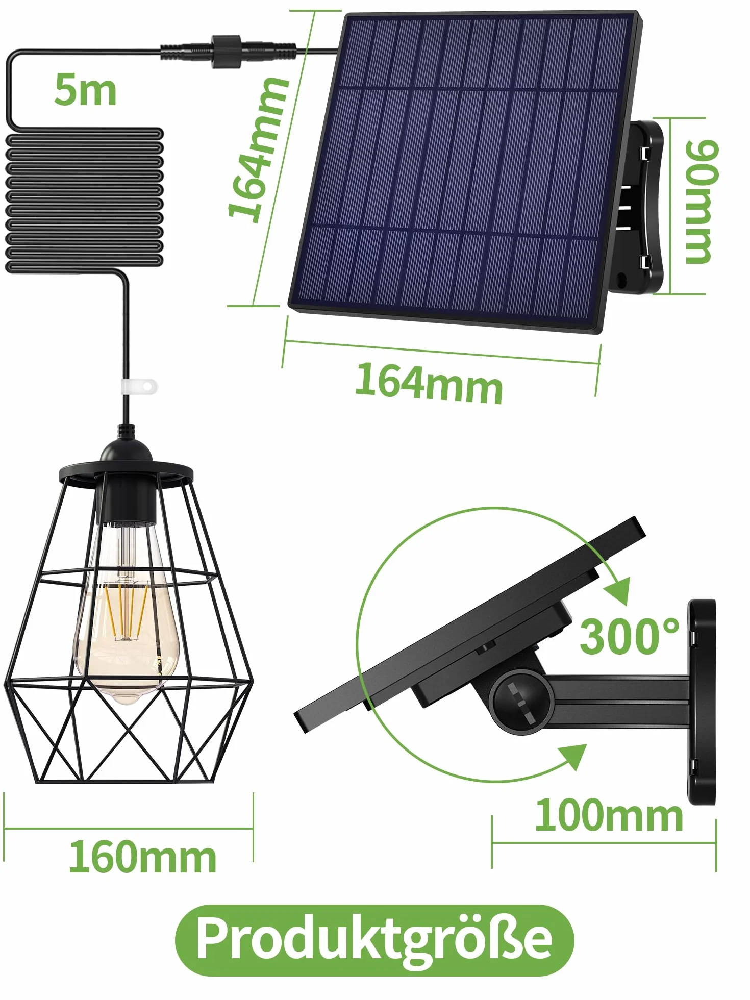 intelamp Solarne lampy wiszące do użytku na zewnątrz, do wnętrz, 4000 mAh, lampy solarne do użytku na zewnątrz, z pilotem zdalnego sterowania, do ogrodu, na taras, balkon, pawilon