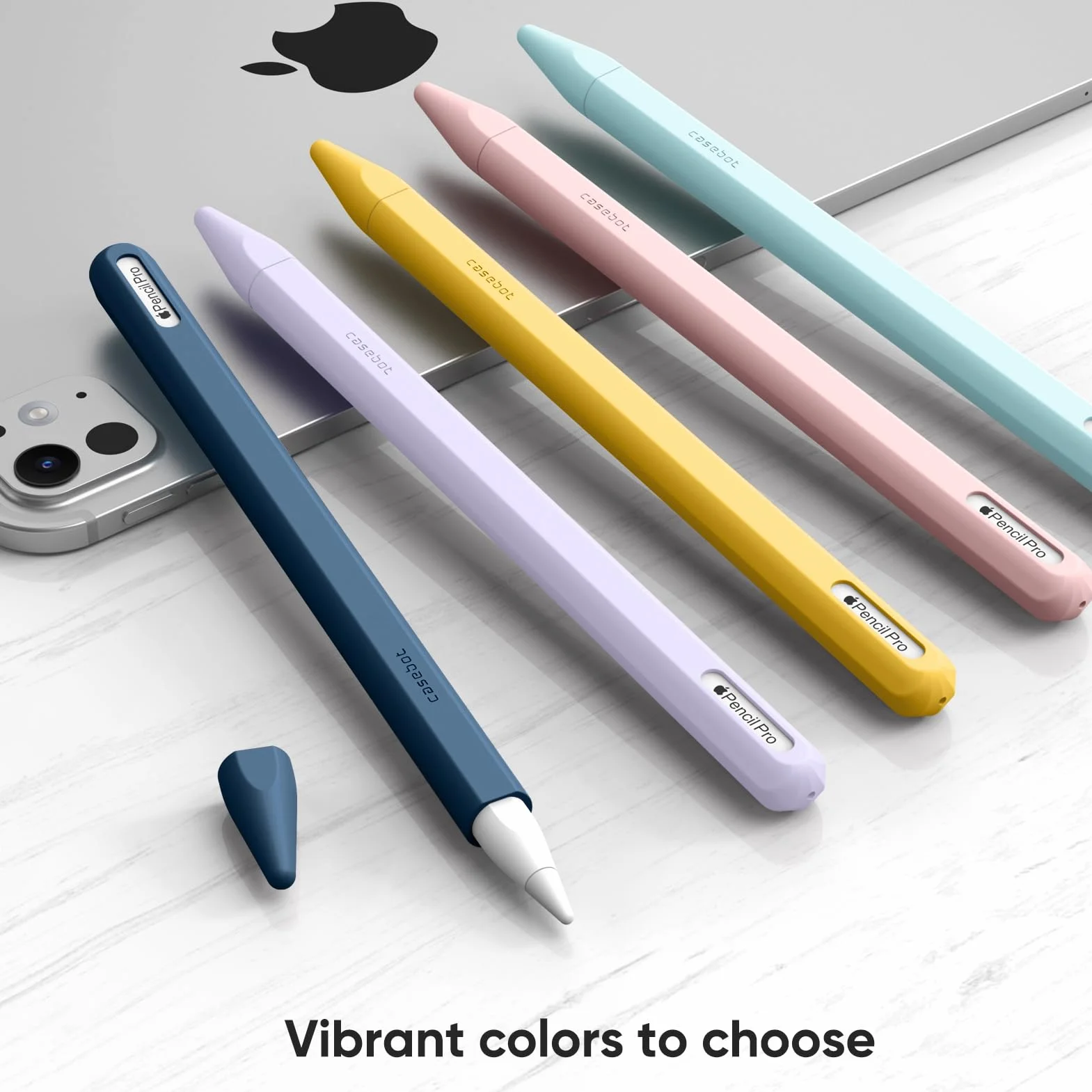 Fintie Silikonowe etui kompatybilne z Apple Pencil Pro/Apple Pencil (2. generacji), ultralekki futerał na długopis, miękki uchwyt ochronny z 2 pokrywkami, błękitno-niebieski