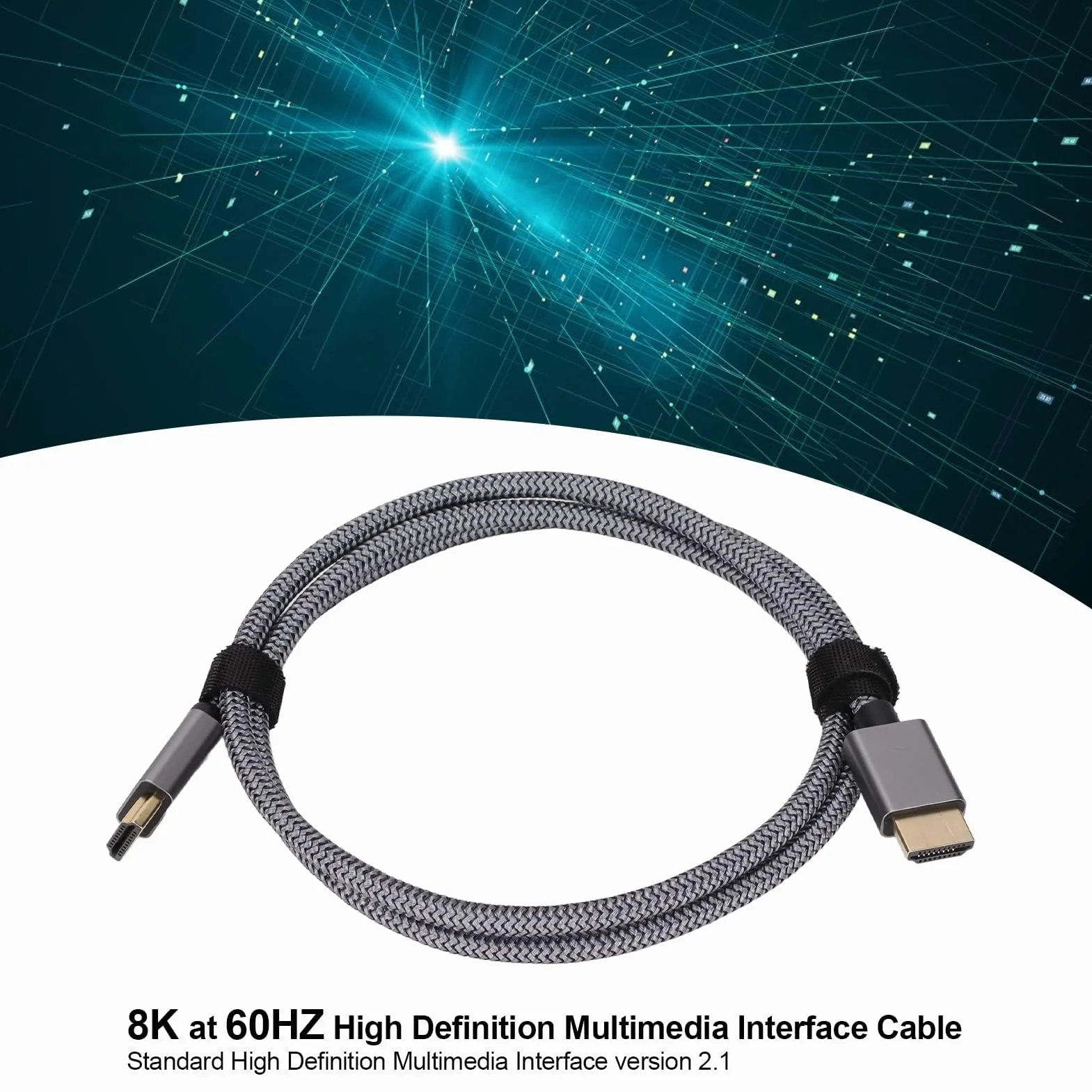 Kabel 8K Przewód 4K, Interfejs Multimedialny Wysokiej Rozdzielczości 2.1 8K 60HZ, 4K 120HZ, Kabel High Speed ​​48Gbps do Telewizora, Projektora, Monitora, Notebooka, STB, PS3,