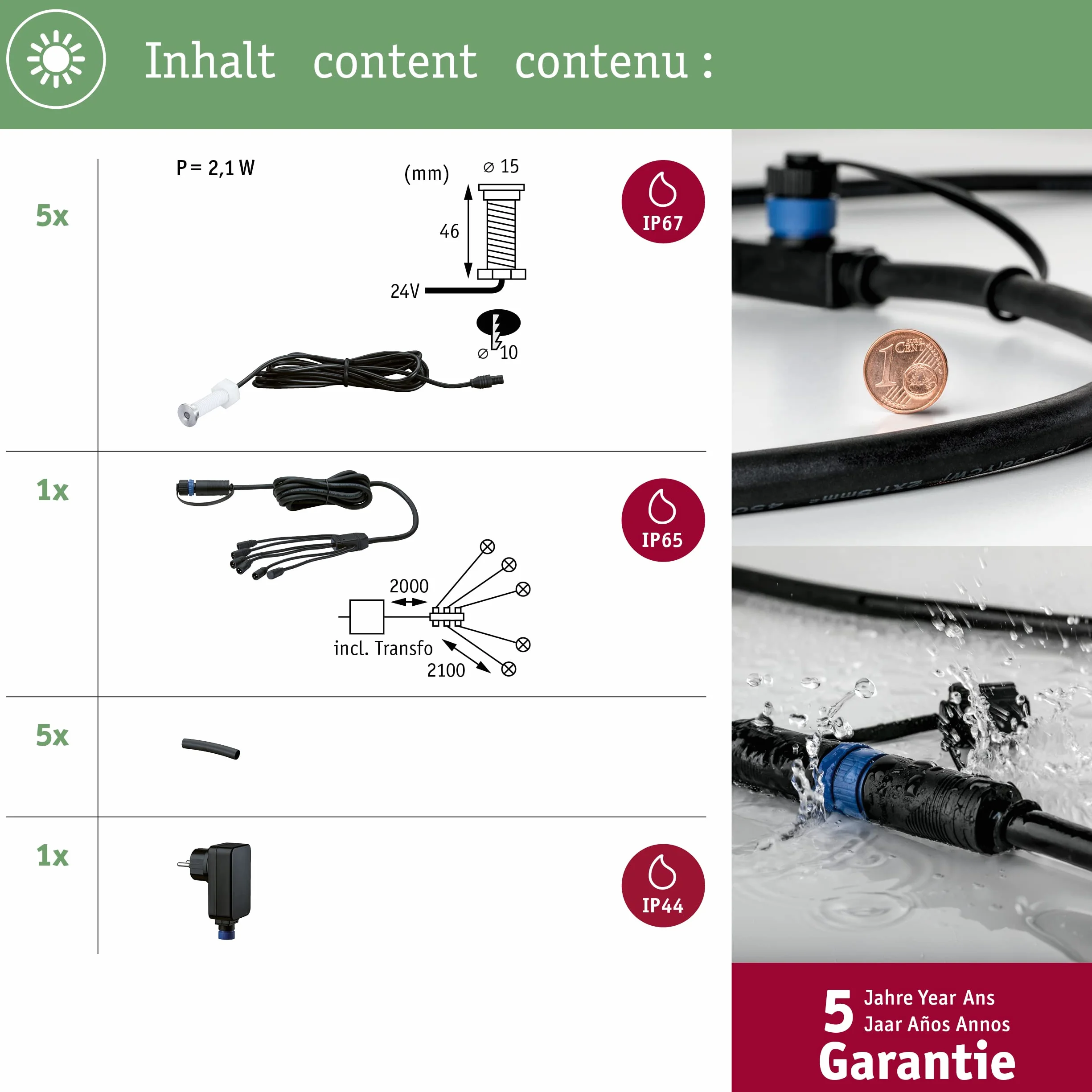 Paulmann 93695 zestaw opraw wpusz. Outdoor Plug&Shine MicroPen II IP67 3000K w kompl. sterownik 93695 opr.wpusz. refl.wpusz. opr.wpusz.zewn.ośw.zewn.