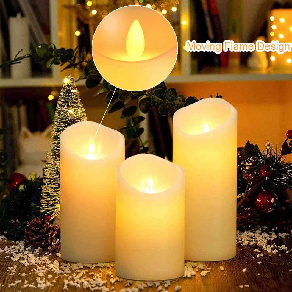 flintronic Świece bezpłomieniowe LED, 3 szt., świece filarowe z pilotem zdalnego sterowania i funkcją timera, Φ 7,5 cm x wys. 10 cm / 12 cm / 15 cm, świece LED na urodziny, imprezę, ślub, hotel