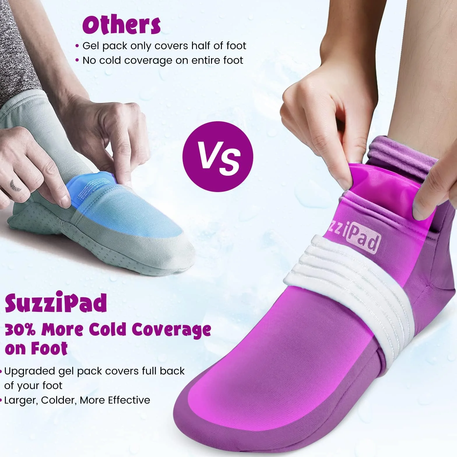 SuzziPad Foot Ice Pack Zimne skarpety i zimne rękawiczki do chemioterapii neuropatii, artykuły komfortowe dla pacjentów po chemioterapii, ulga w neuropatii, terapia zimnem rąk, terapia zimnem stóp, L,