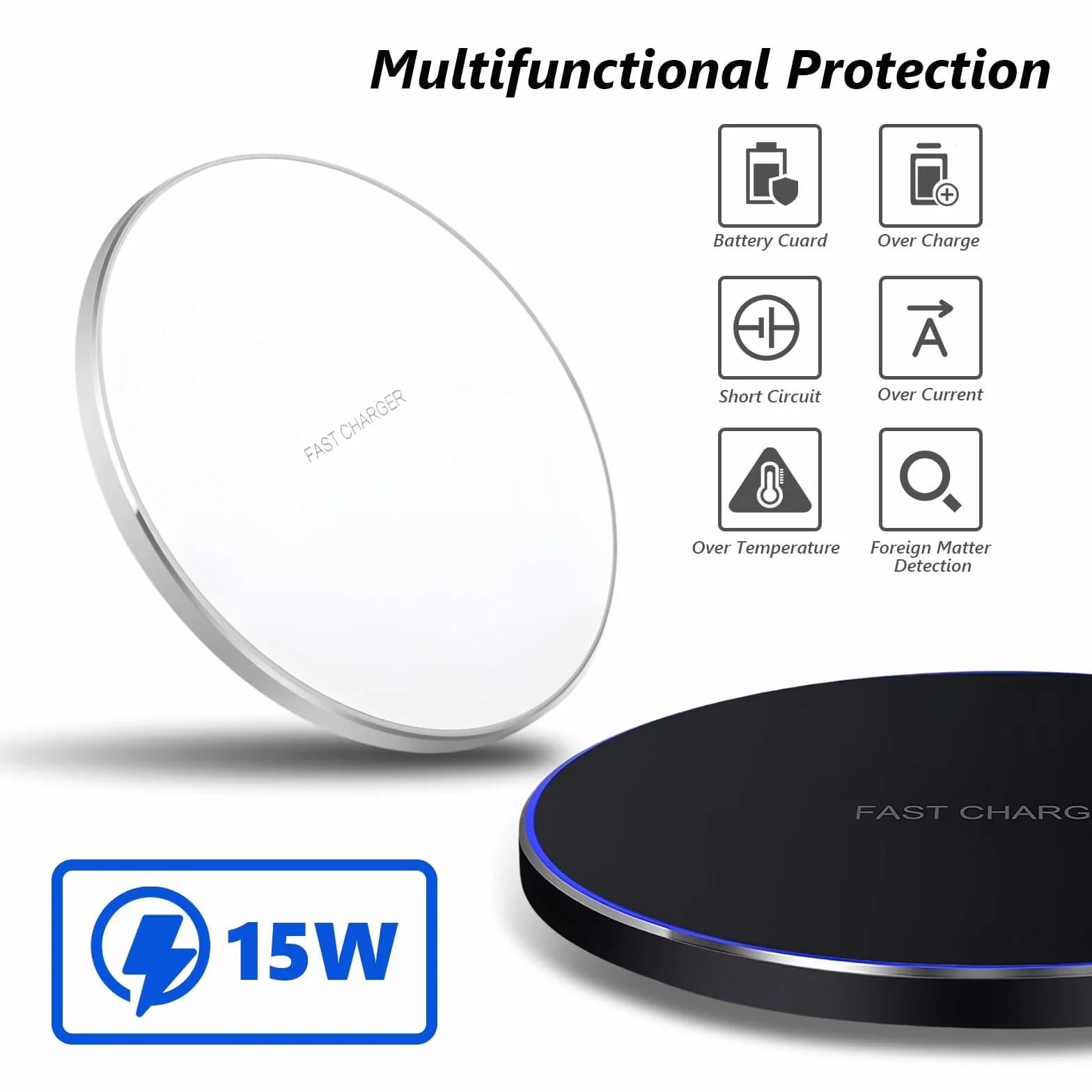 Flintronic Bezprzewodowa ładowarka 15 W indukcyjna do iPhone 16/15/14/13/12 Pro Max Plus AirPods Samsung Galaxy S22/S21/S20