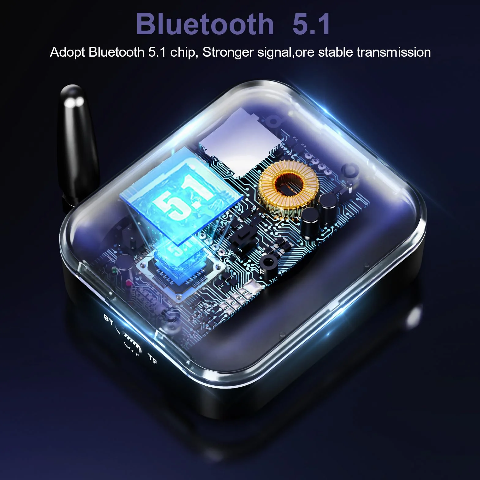 Adapter Aux Bluetooth, odbiornik Bluetooth 5.1 ze światłem otoczenia RGB, obsługa karty FT, 3,5 mm AUX na Bluetooth, niskie opóźnienie, podwójne połączenie, bezprzewodowy adapter audio do
