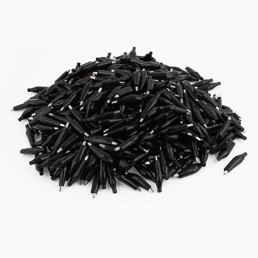 Pinces crocodiles, 43 mm zaciski krokodylkowe izolowane plastikowe buty czerwono-srebrne 500 szt