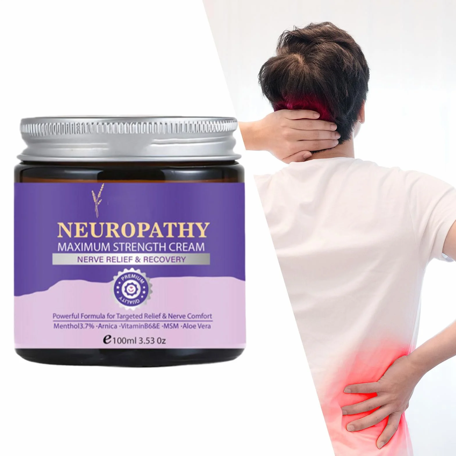 238 g krem do neuropatii o maksymalnej sile, kojący balsam do ciała, naturalny krem do masażu mięśni, szybko bóle nerwów stóp, rąk, ramion i karku