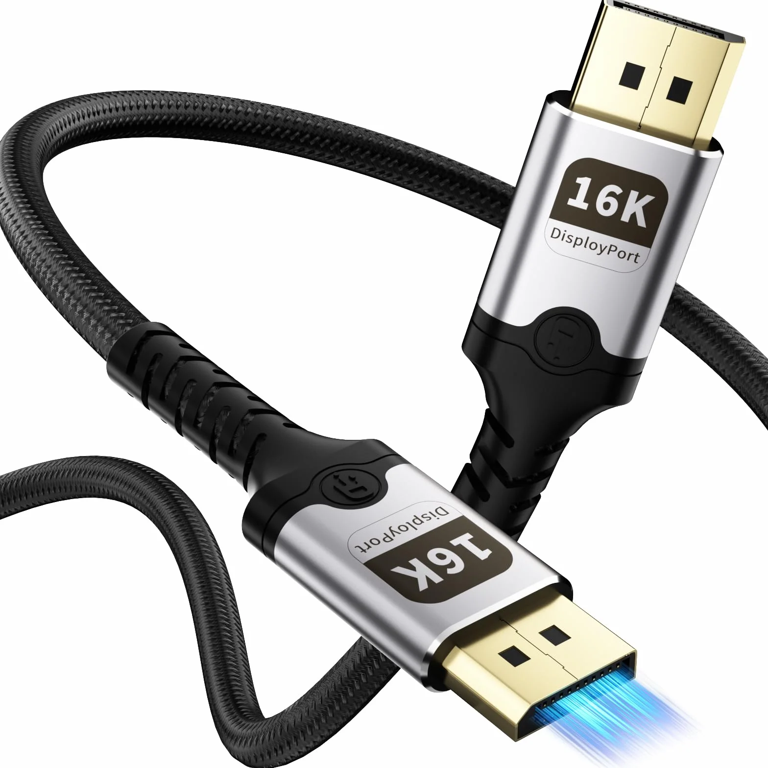 Kabel DisplayPort 2 m, kabel wyświetlacza 16K, obsługuje 80 GB/sek., 16K przy 60 Hz, 8K przy 120 Hz, 4K przy 240 Hz, HDR, DSC 1.2a, FreeSync, G-Sync, kabel DP 2.1 do monitora do gier, karty